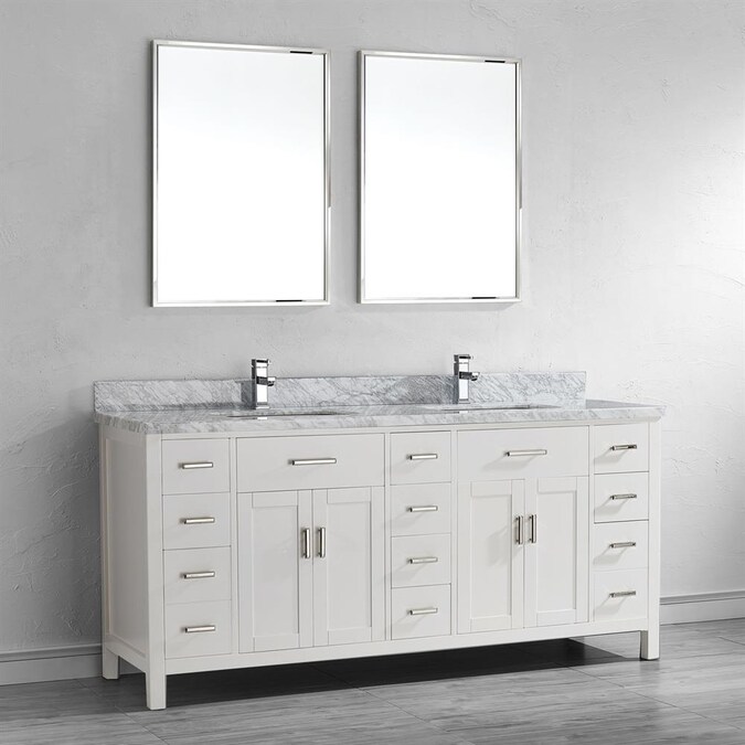 Spa Bathe Kenzie White Double Sink Vanity with Italian Carerra white ...