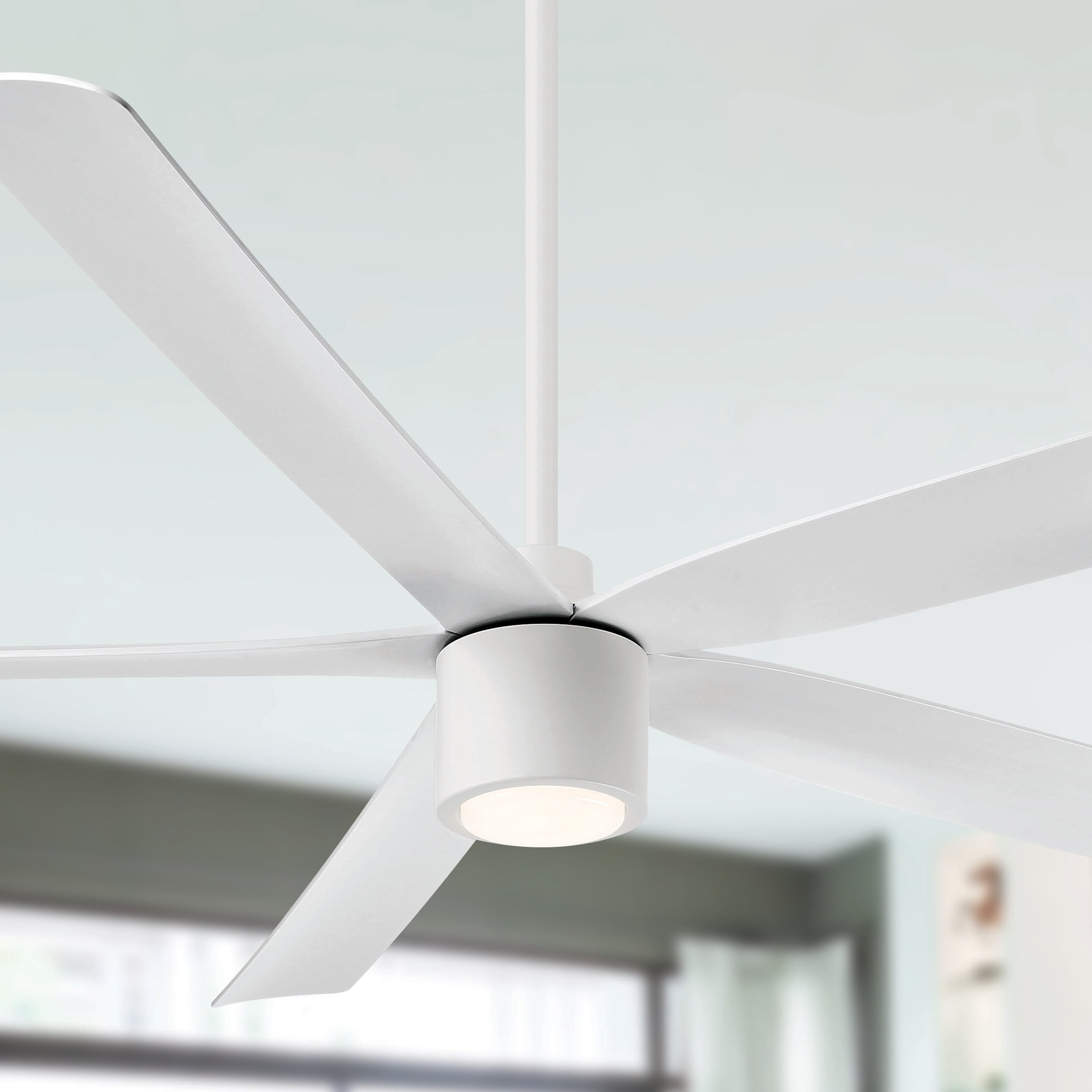 Arranmore Lighting & Fans AR-5001WH-72LK RAVIAN 72-in Integrated LED Outdoor Matte White with Matte White Blades Ceiling Fan With Light - Remote Included ( 5 -Blade )