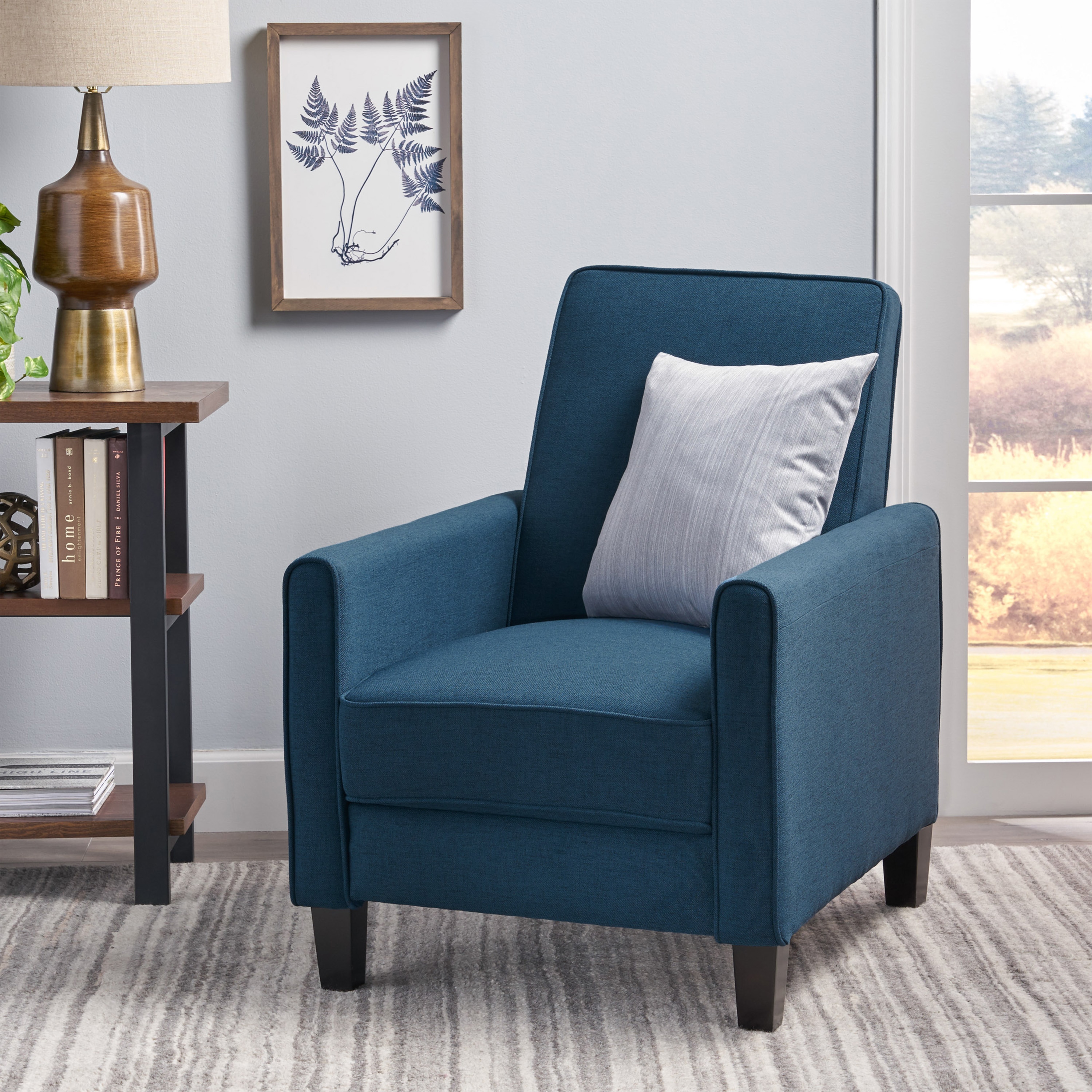 Christopher Knight Home 312272 Navy Pushback Chair Upholstered Fabric Navy Blue