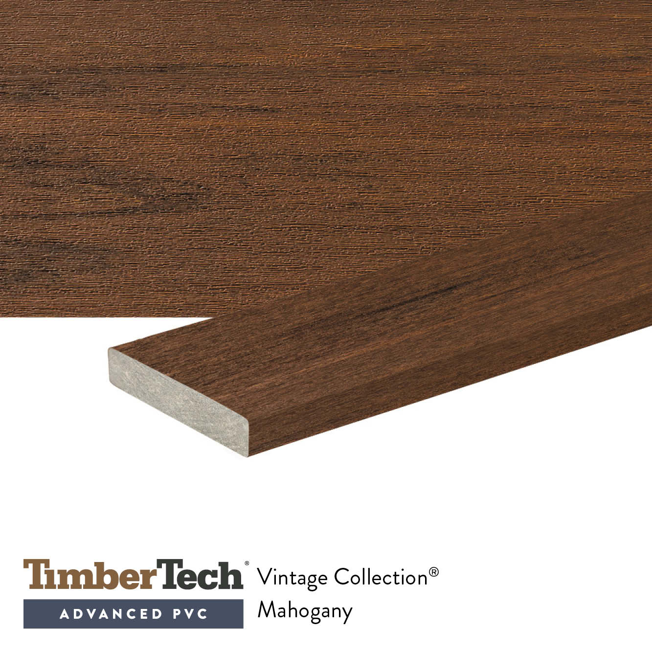 TimberTech Vintage 1-in x 6-in x 20-ft Mahogany Square/Solid PVC Deck Board