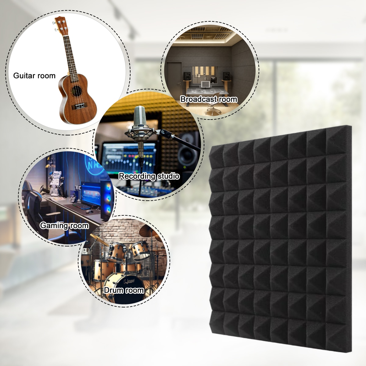 Agfabric 2-in x 12-in Black Foam Acoustical Sound Absorbing Panel in ...