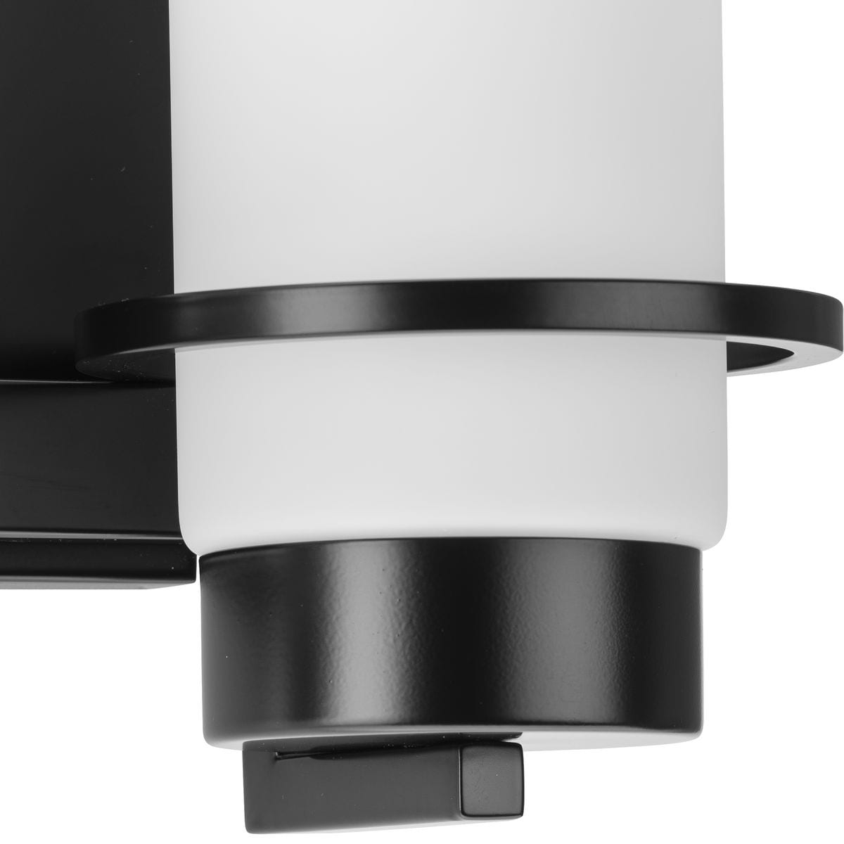 Matte Black and White Glass 2-Light Vanity Fixture
