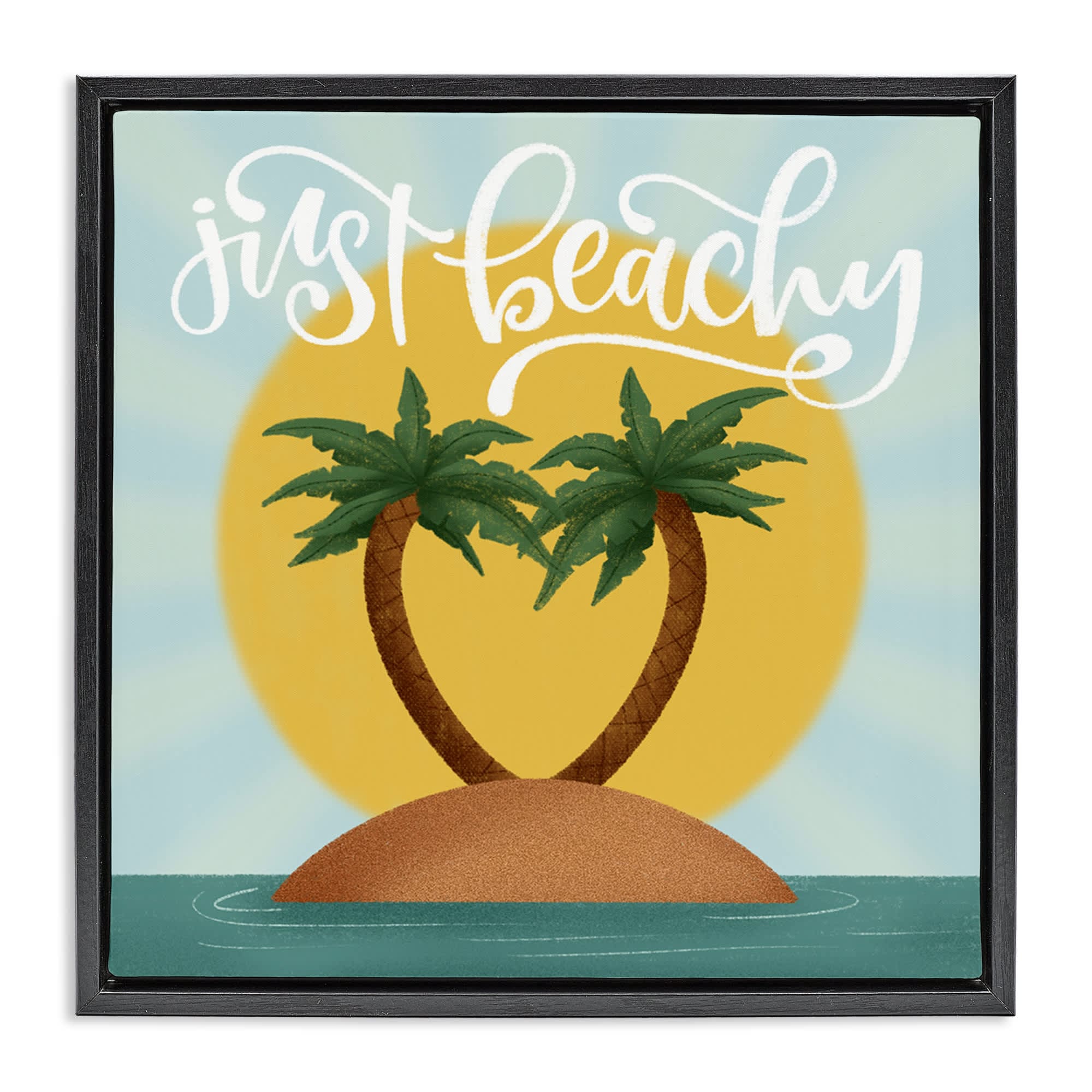 Stupell Industries BT-450-FFB-24X24 Just Beachy Tropical Island Black Framed Floater Canvas Wall Art By Sarah Hickman 25 x 25