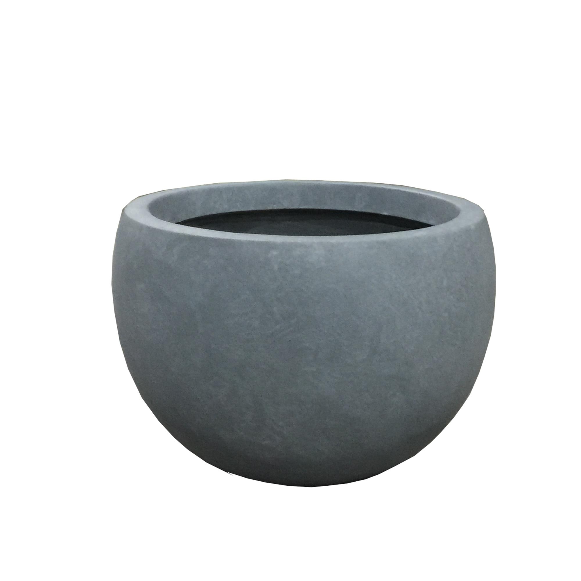 KANTE RC0049A-C60611 Round 8.0-Inches W Extra Large Gray Concrete Contemporary/Modern Indoor/Outdoor Planter with Drainage Holes