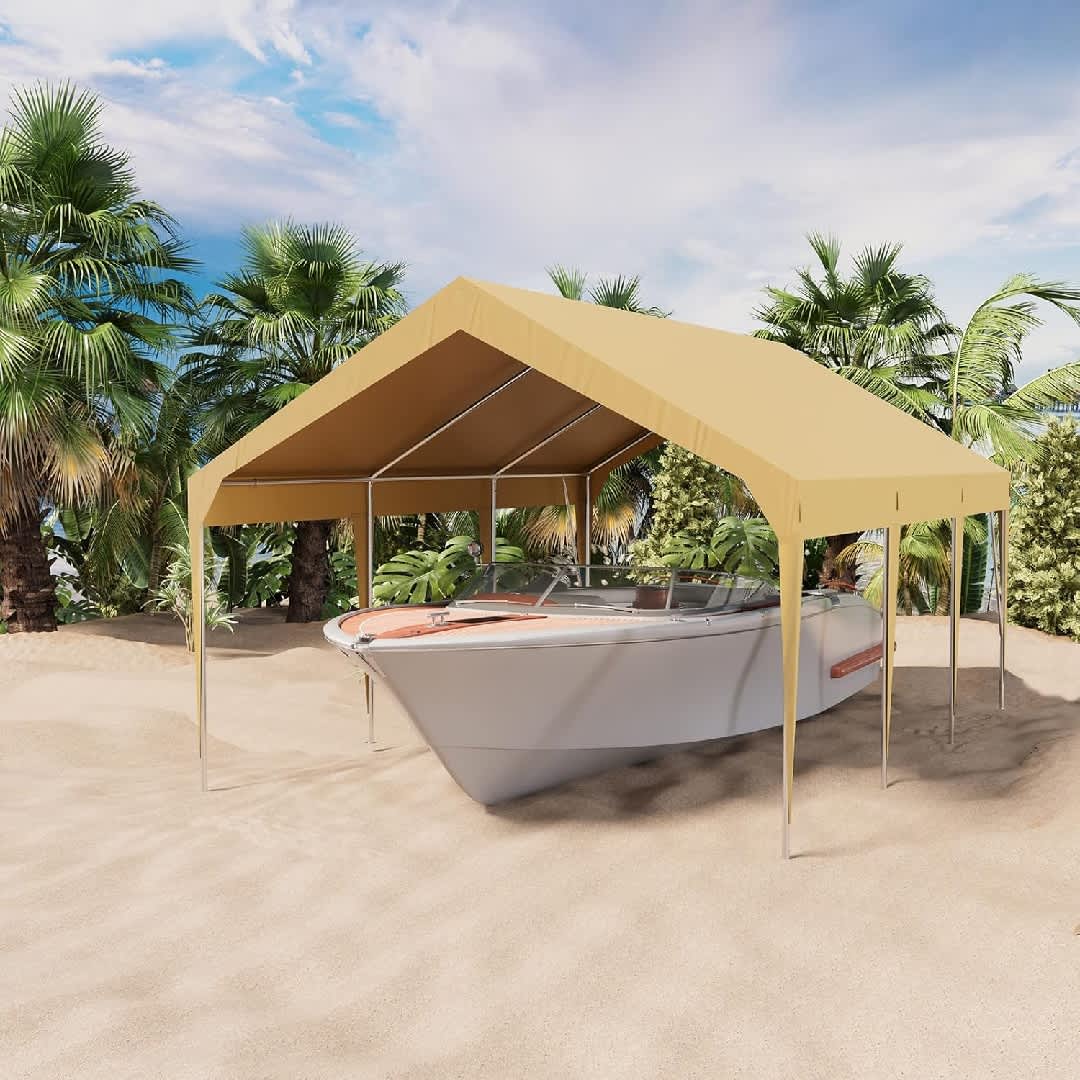 Qeetex KL-PHO-113PMJQM Carport Shelter Industrial Grade Frame Full Weather Protection Height Adaptable Frame Multi Vehicle Coverage for Outdoor Vehicle Storage RV Parking