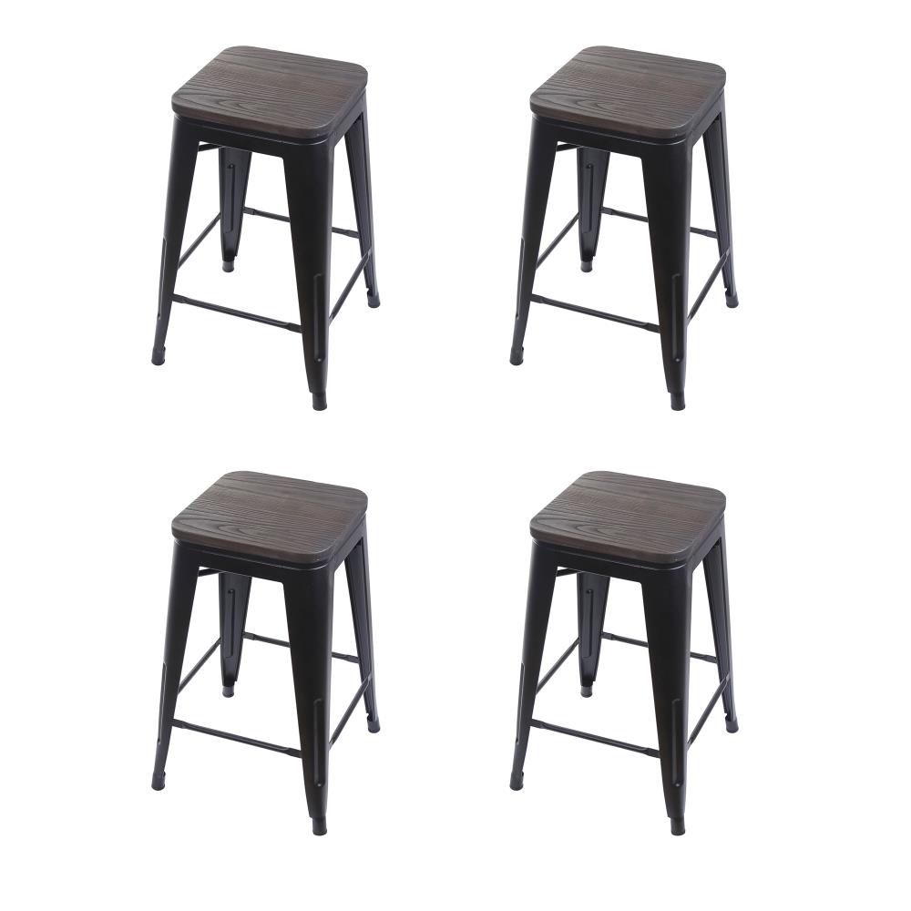 24 black metal bar stools