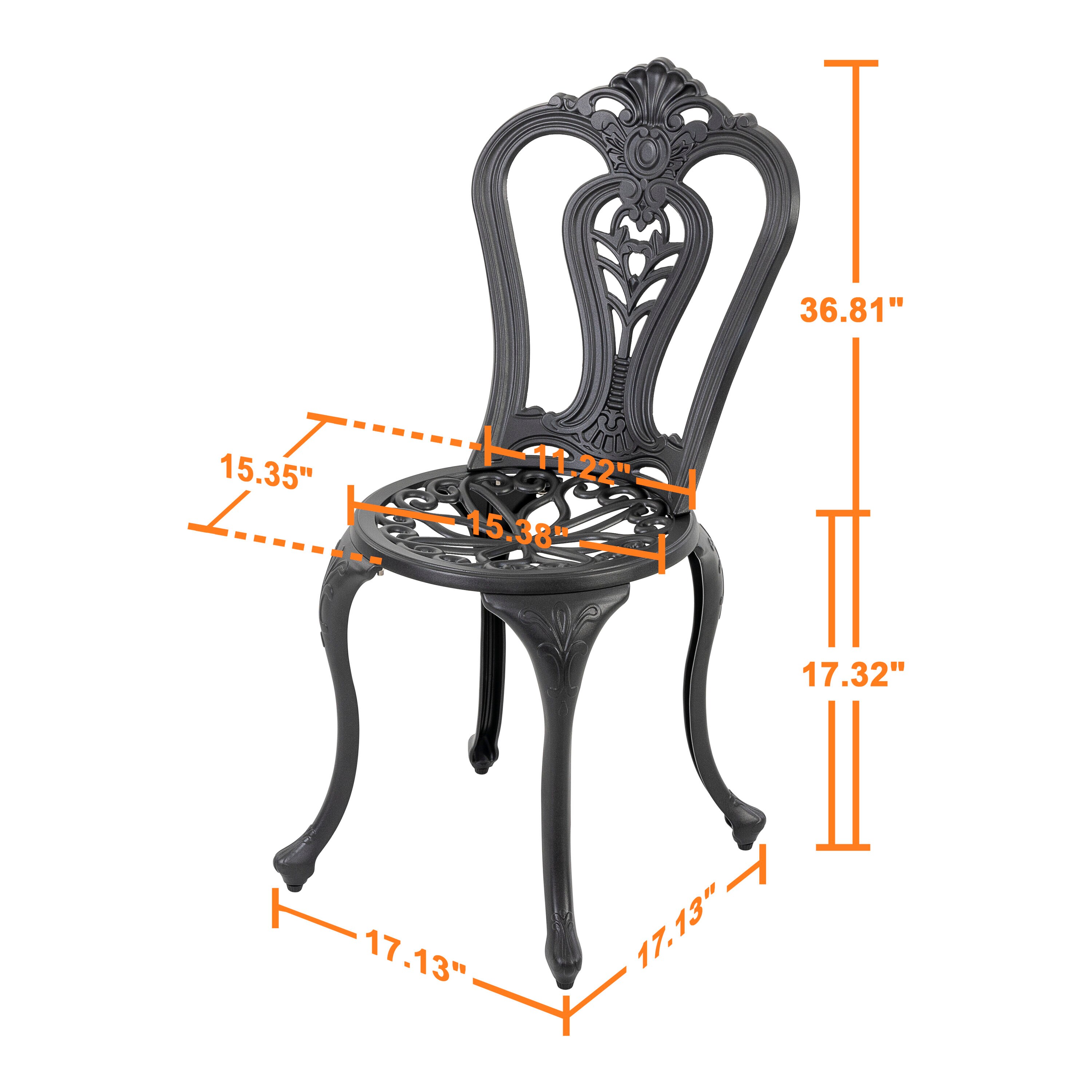 Black and Gold Speckled Cast Aluminum Outdoor Patio Chair Set