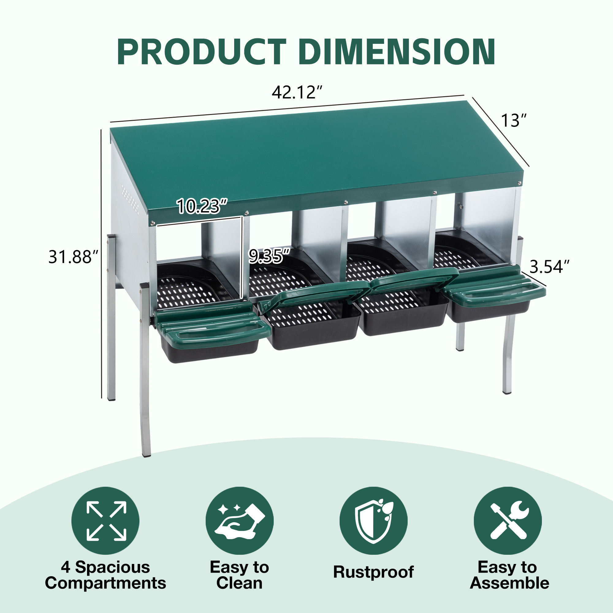 Kahomvis PET1-QPCX-17 Chicken-Coops-Rabbit-Hutches - View #3