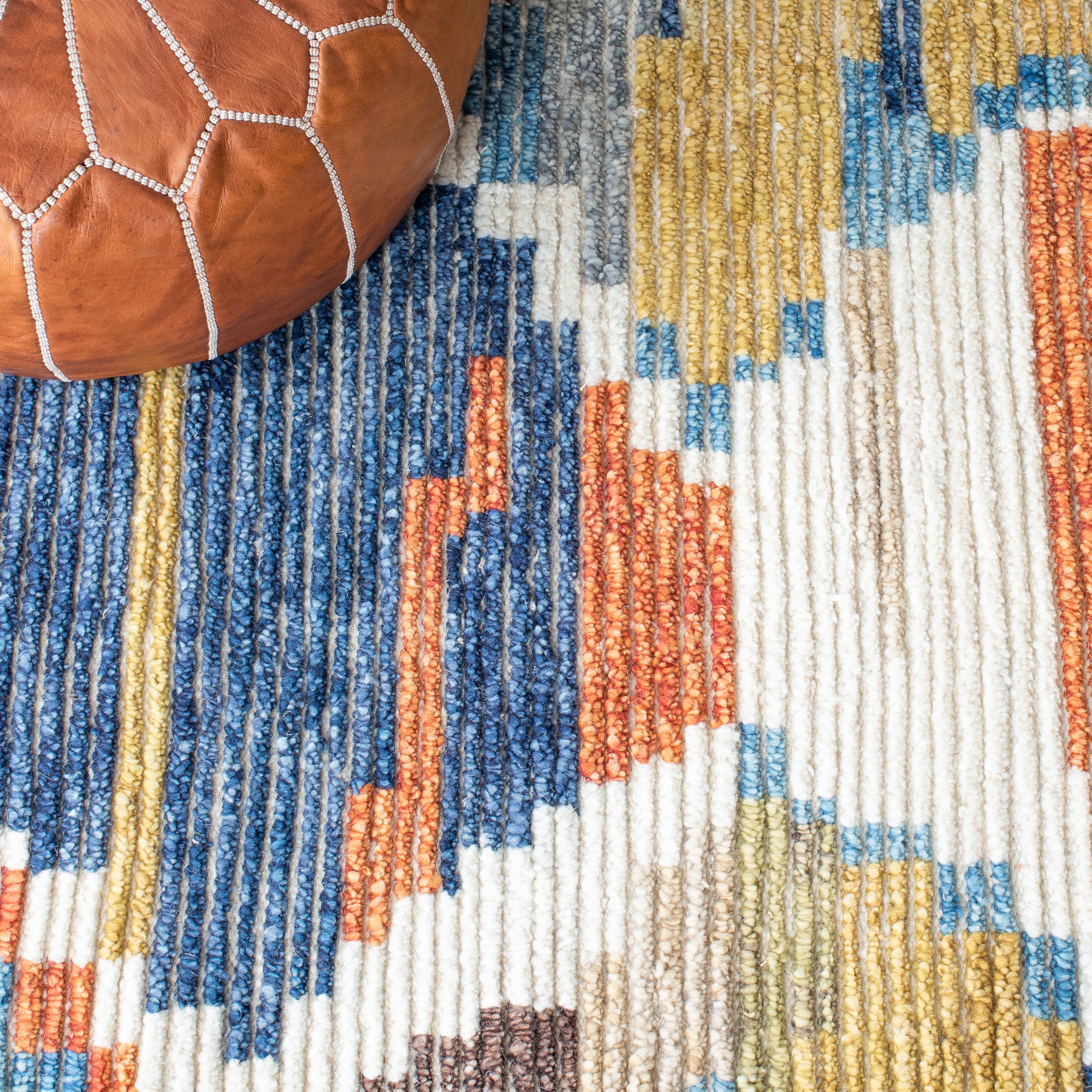 Hand-Knotted Red Geometric Wool 6' x 9' Area Rug