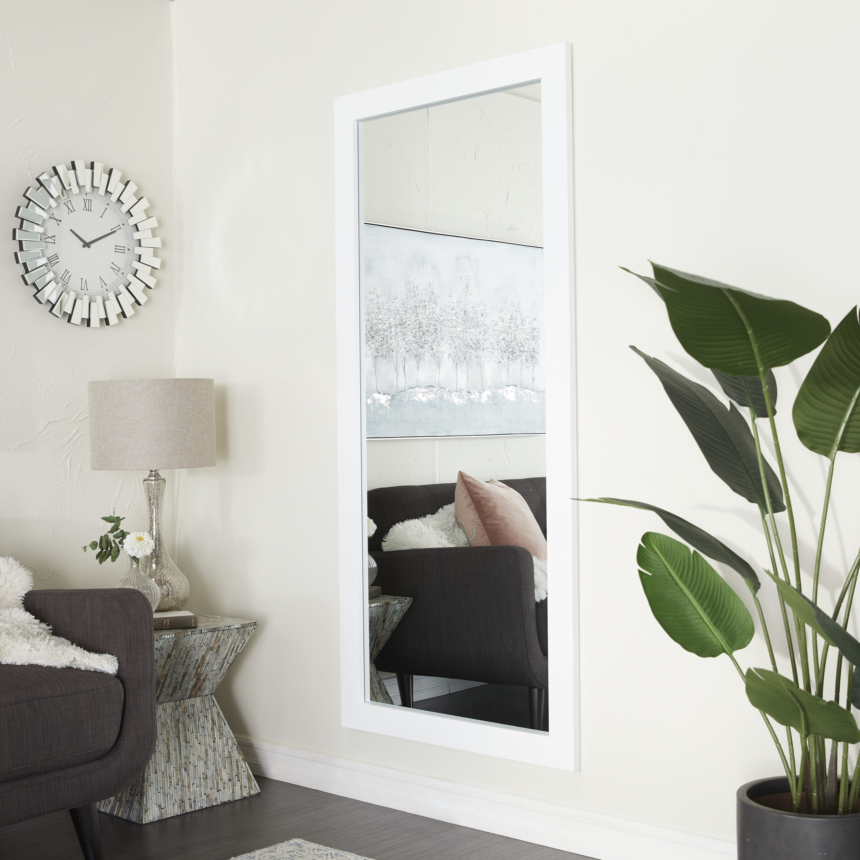 Grayson Lane 23264 32-Inches W x 70.0-Inches H Rectangle White Framed Full Length Floor Mirror