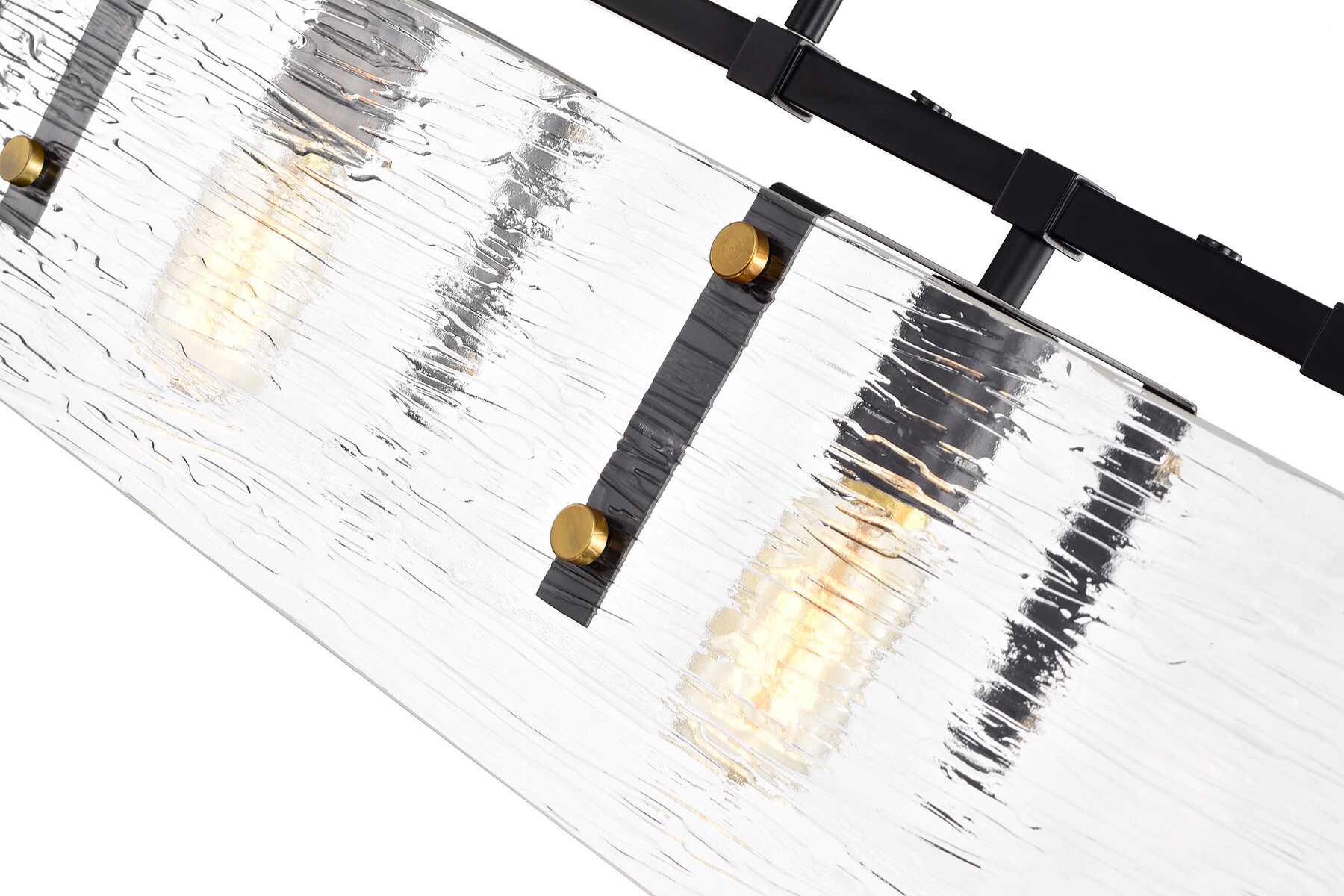 Elegant 30" Gold Linear Chandelier with Strie Glass - LED Compatible