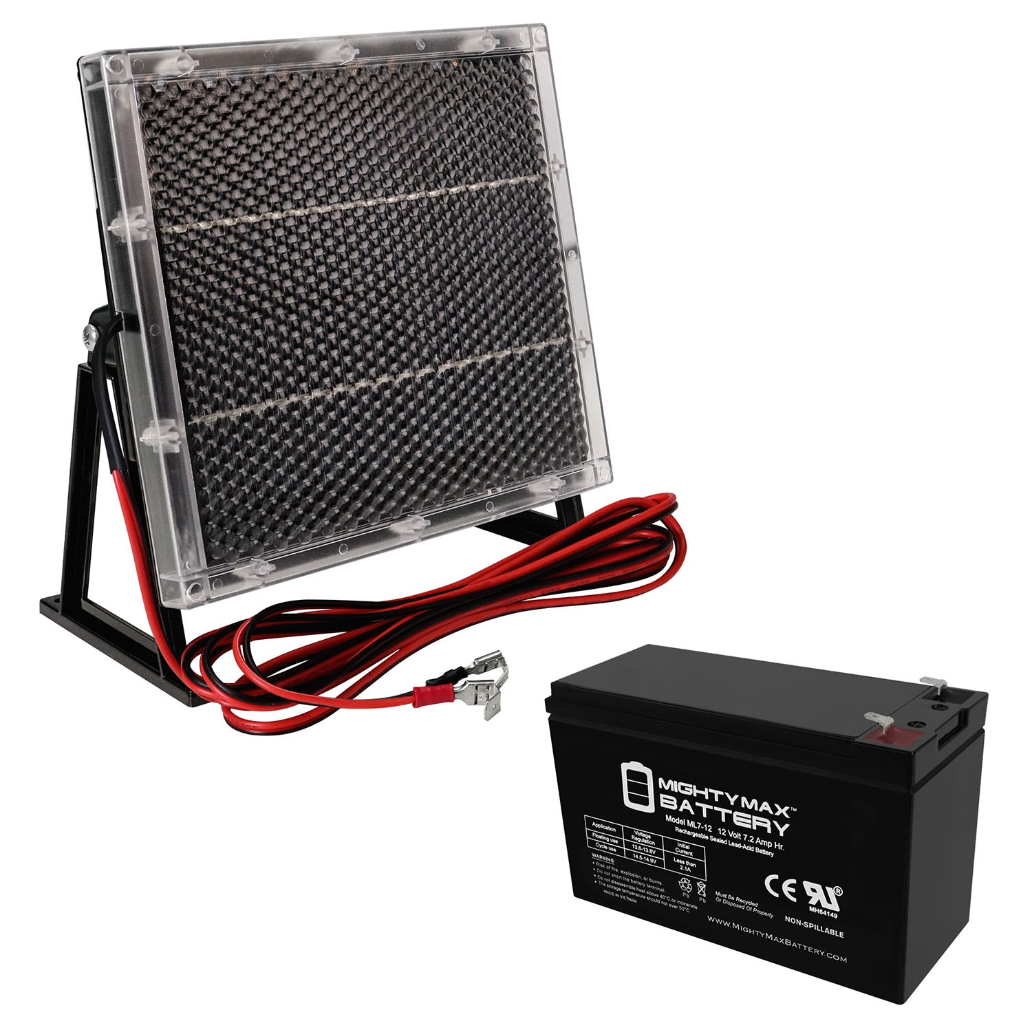 Mighty Max Battery MAX3440876 ML7-1212 V 7.2 AH WITH SOLAR PANEL CHARGER Rechargeable Sealed lead acid 1272 Backup power Batteries