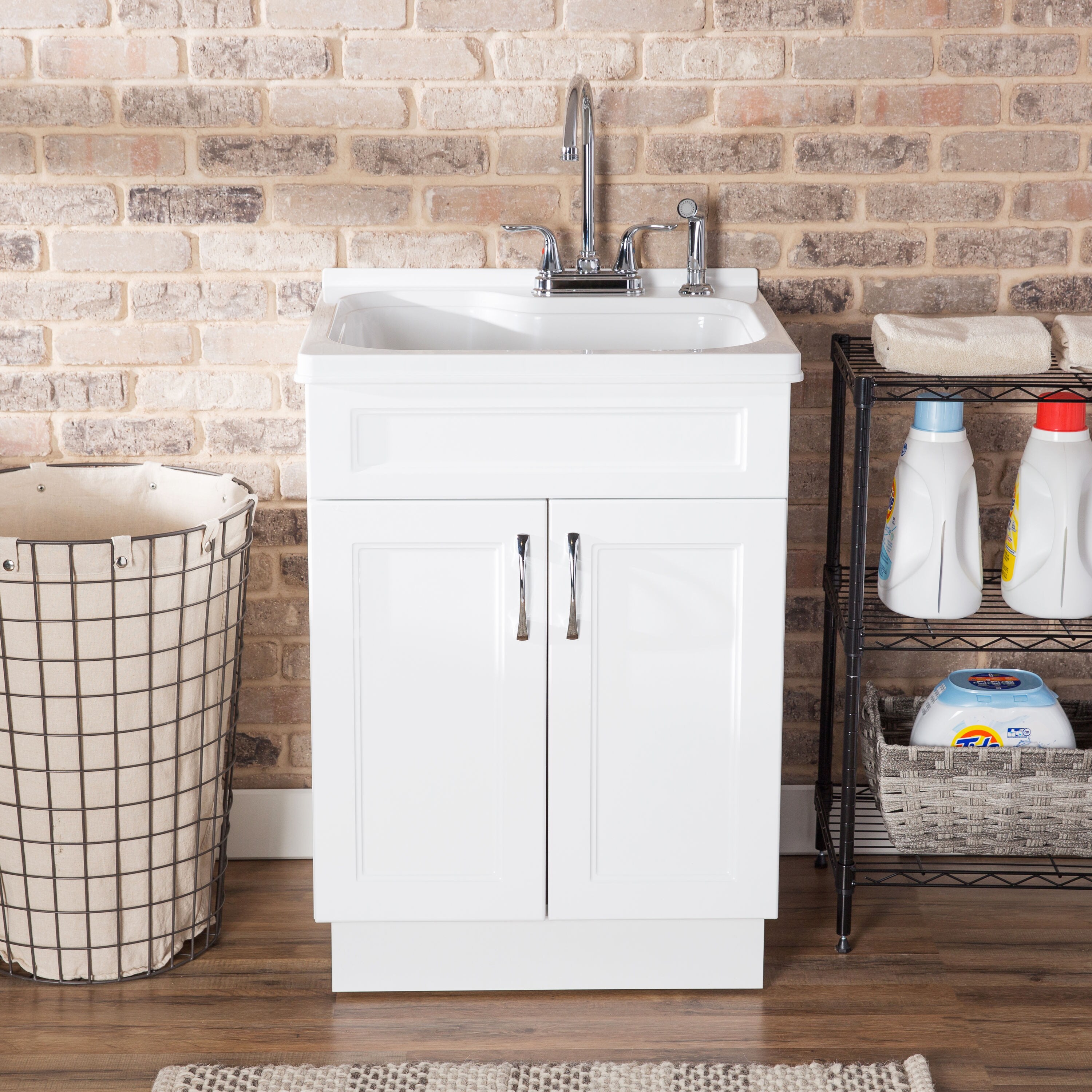 transform 21.34-in x 24.17-in 1-Basin White Freestanding Laundry