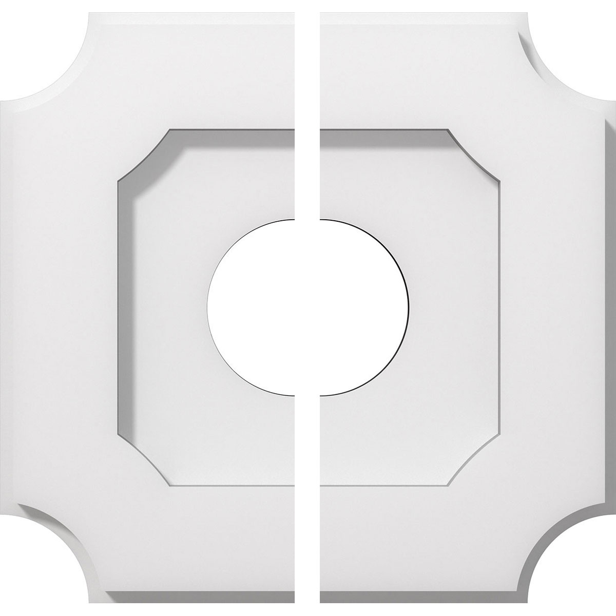 Ekena Millwork CMP10LE2-03000 Locke 10-in W x 10-in L Contemporary White PVC Split Ceiling Medallion