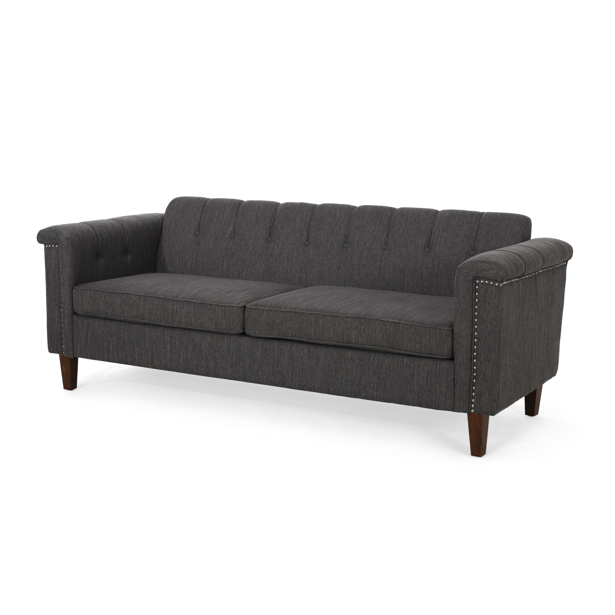Best Selling Home Decor 312823 Firth 78.75-in Modern Charcoal and espresso 3 -seater Sofa
