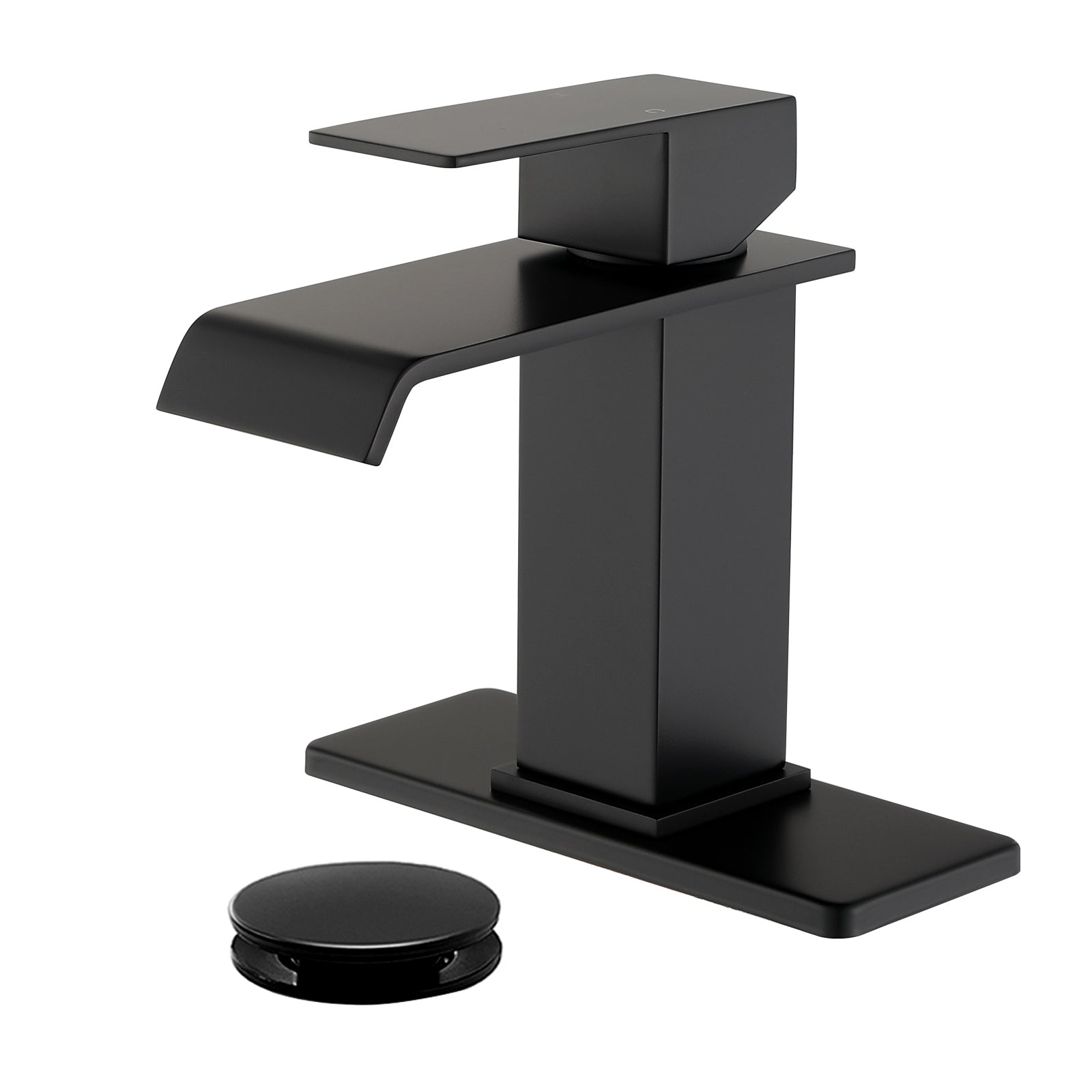 Boyel Living - Black Faucet SUS304 Waterfall Spout cUPC Cartridge 60cm Supply Line Pop Up Drain M...
