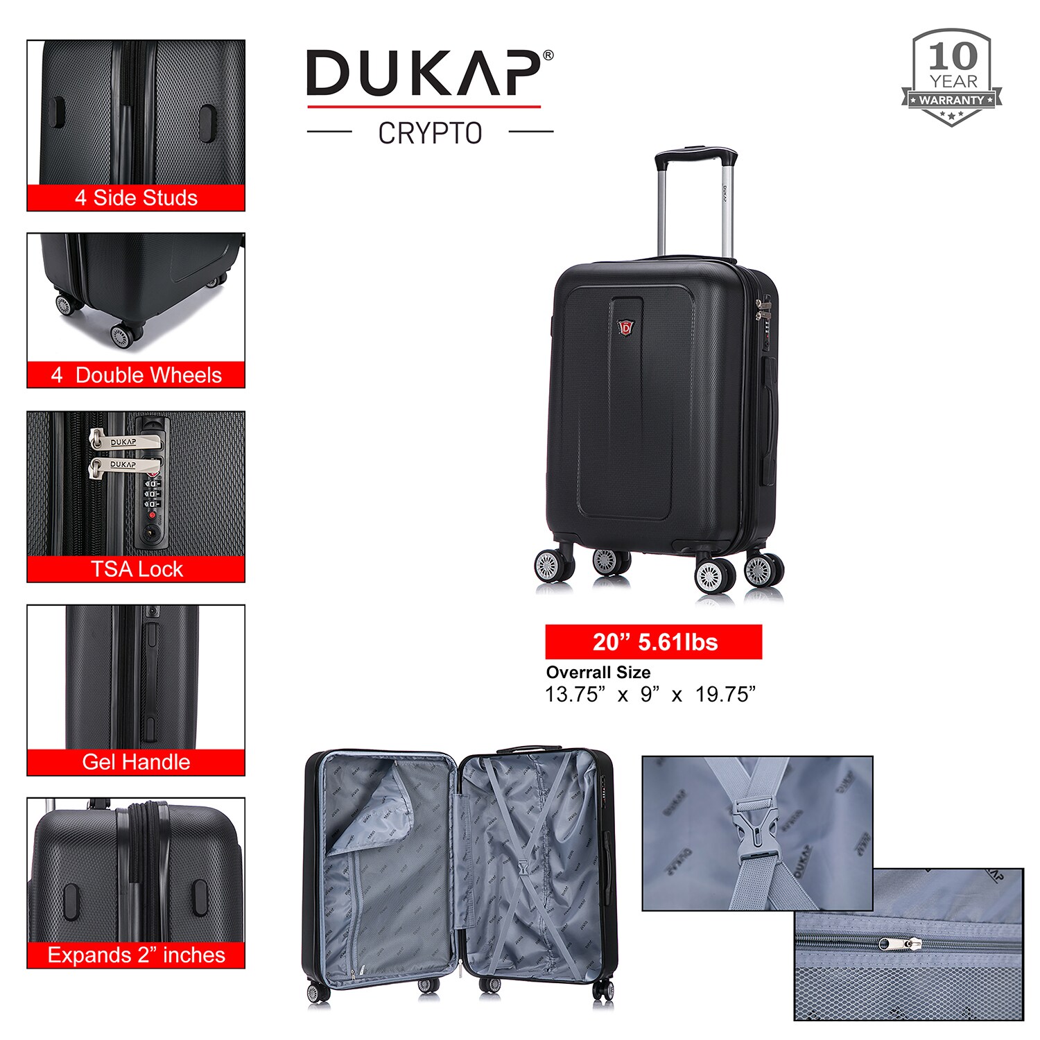DUKAP DKCRY00S-BLK Luggage-And-Luggage-Sets - View #3