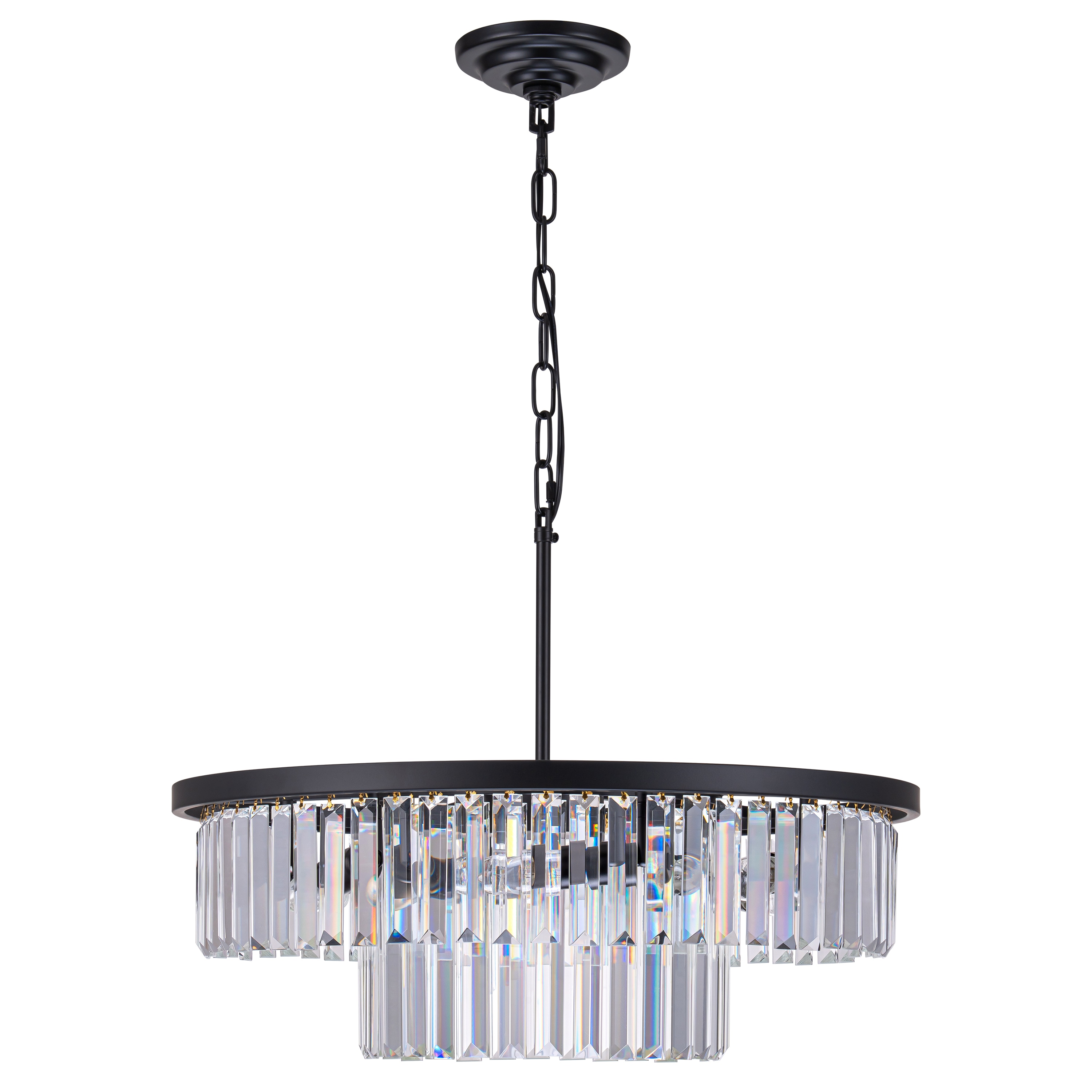 GoYeel ZP078BL06 6 -Light Matte Black Modern/contemporary Crystal For Use in Bedrooms, Dining Rooms, Foyers, Kitchens, Living Rooms Chandelier