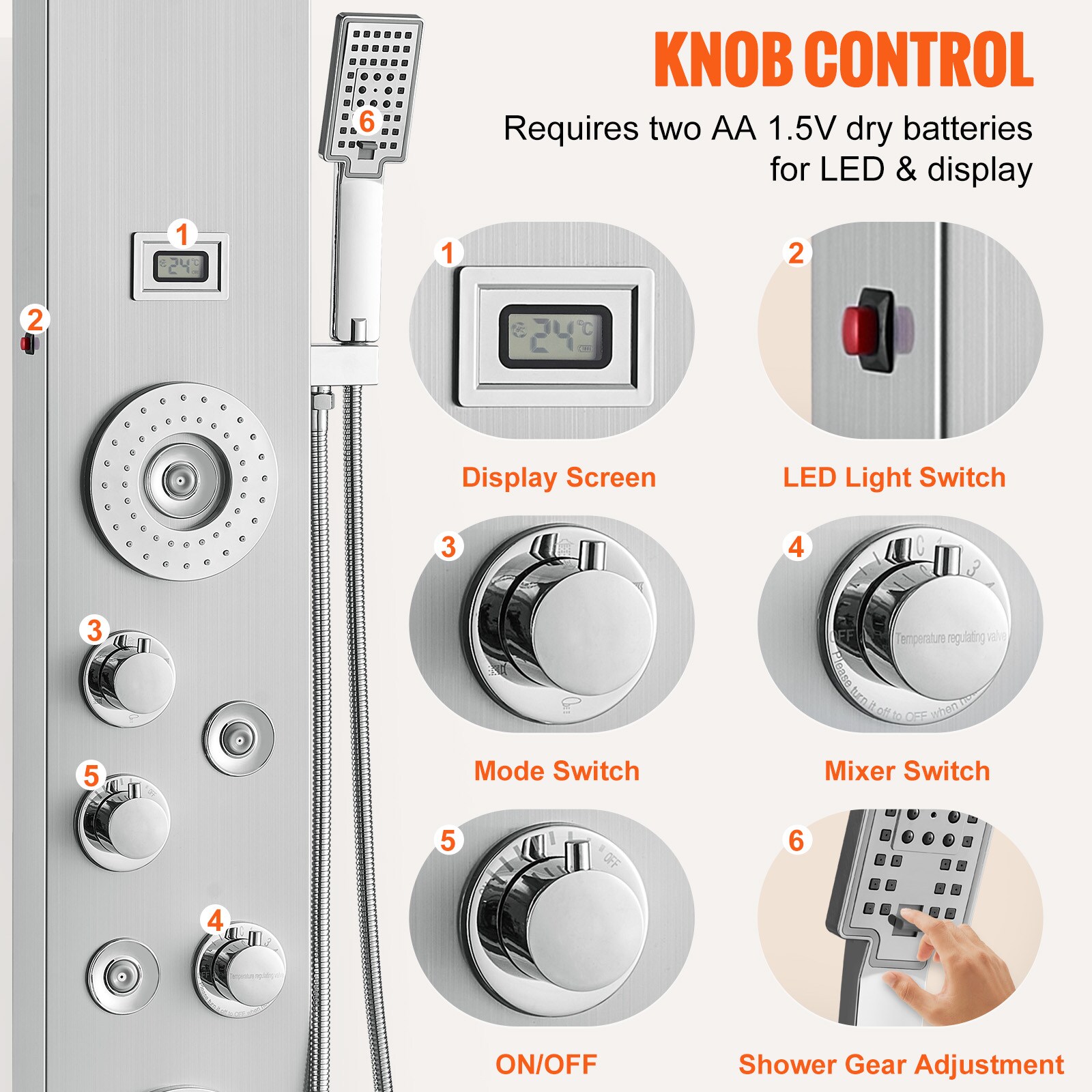 GIVIMO LW108GIVSS2443 Showerhead-Bar-Panels - View #5