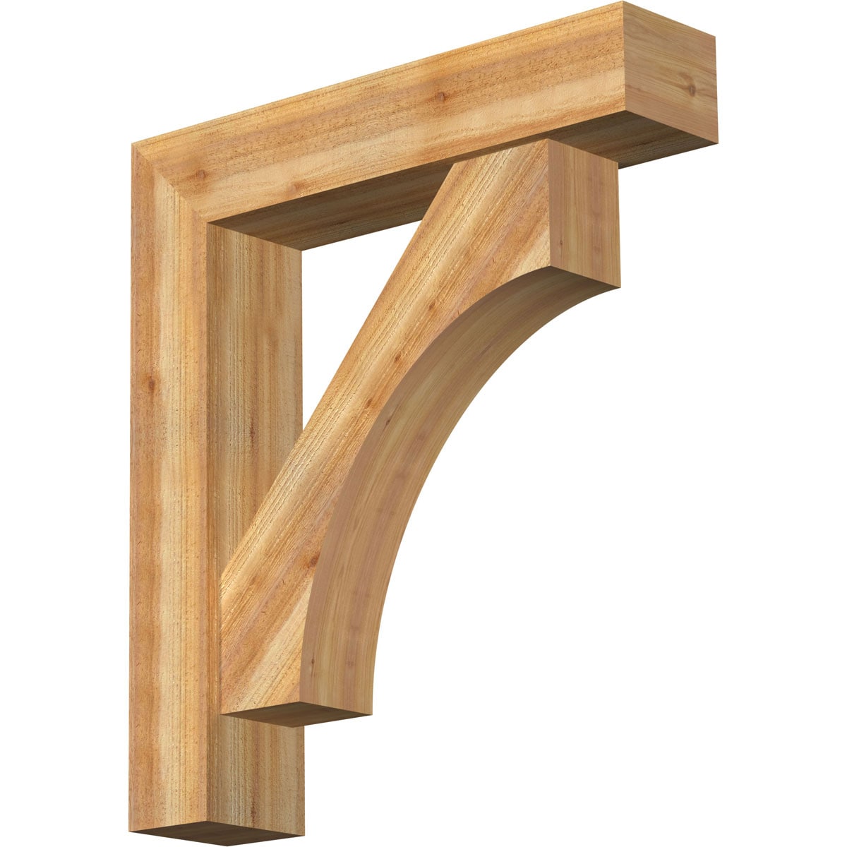 Ekena Millwork 1464397 Westlake Block Rough Sawn Bracket with Offset Brace 8-in x 36-in x 40-in Western red cedar Brown Wood Standard bracket