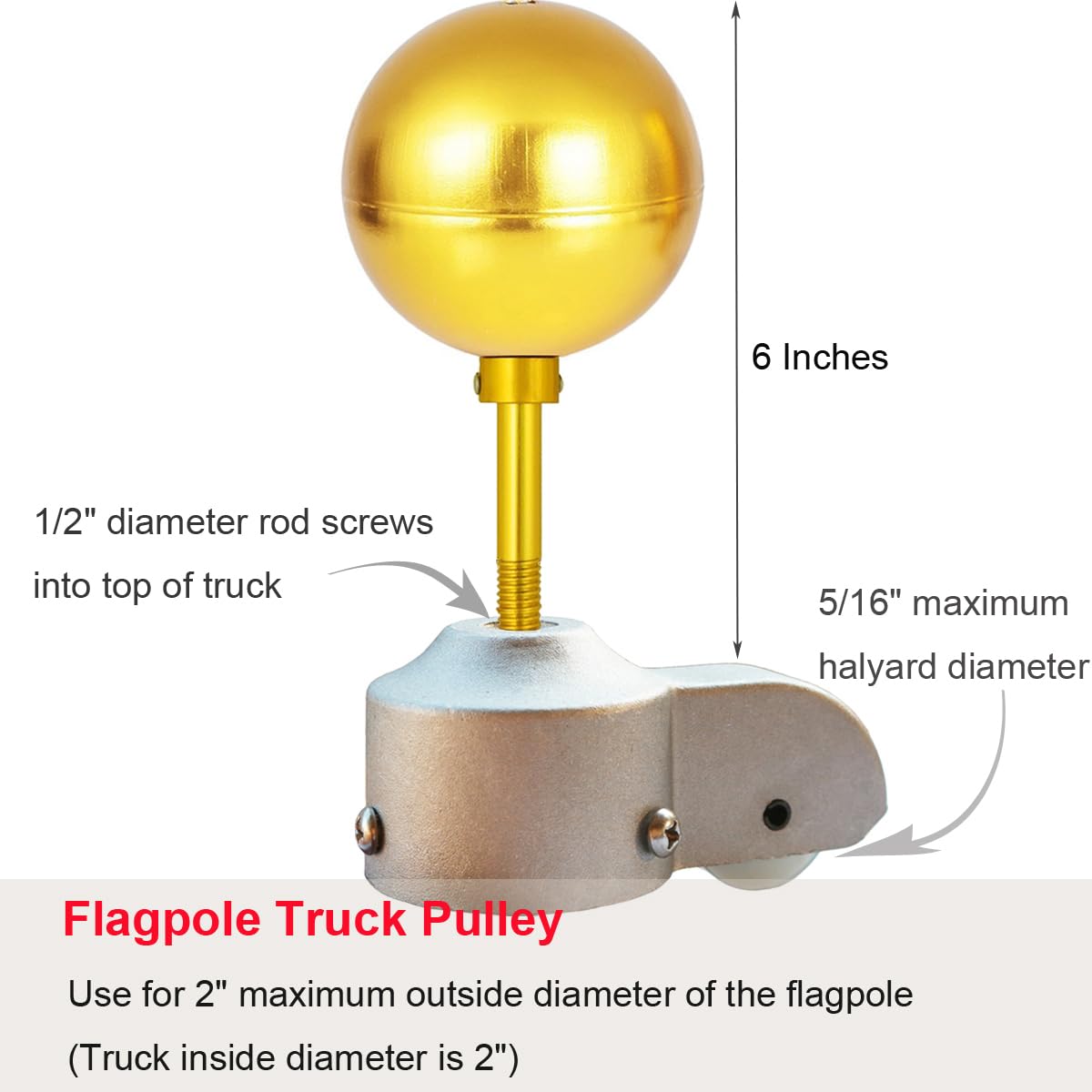 Aoibox 2 in OD Aluminum Flagpole Repair Kit with 3 in Gold Ball Topper ...