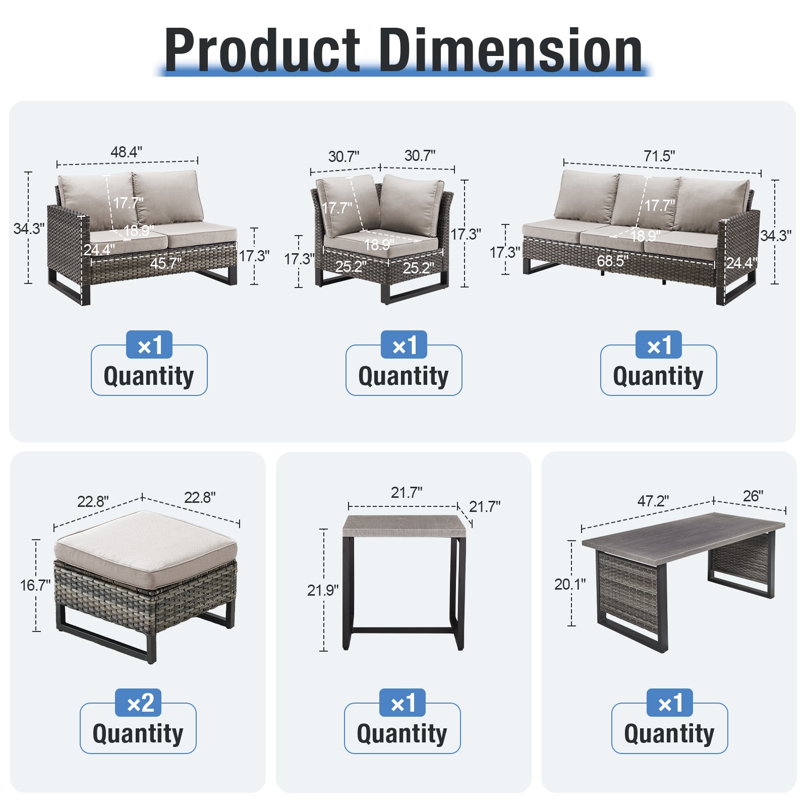 Pocassy PJ14-15-5 Patio-Conversation-Sets - View #2