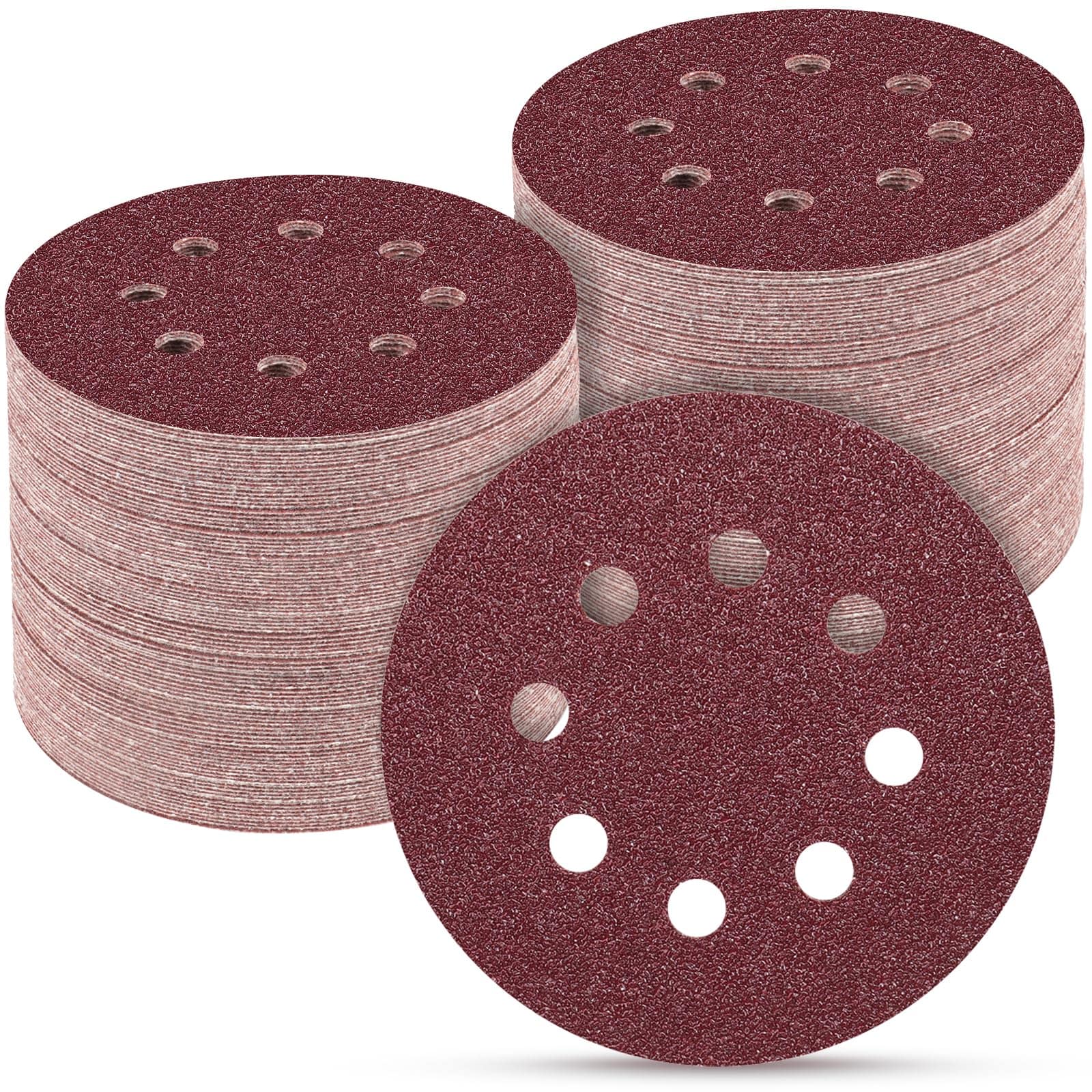 Oyezvary  100 PCS 5 Inch 8 Hole Sanding Discs 40 Grit Hook and Loop Sandpaper for Random Orbital Sander durable home and garden accessory