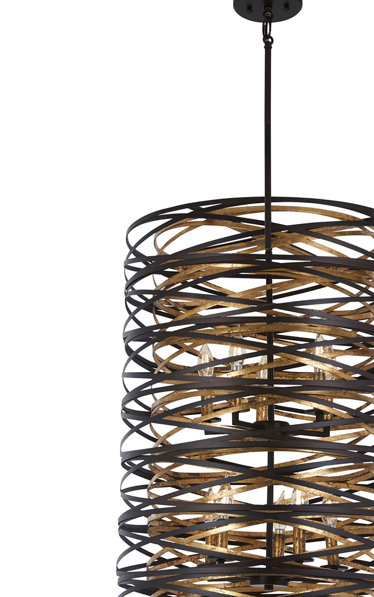 Vortic Flow Dark Bronze and Mosaic Gold 10-Light Pendant