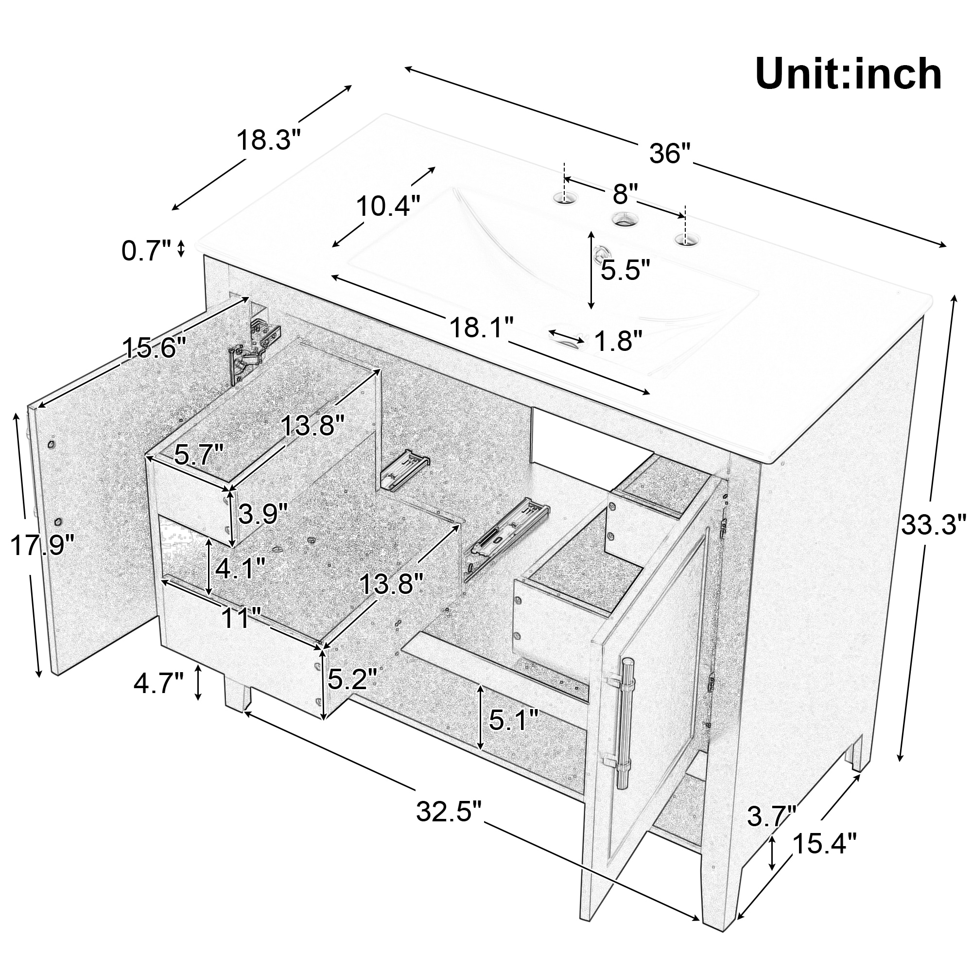 WELLFOR NIE-N7VT003 Bath-Vanity-Combo - View #7