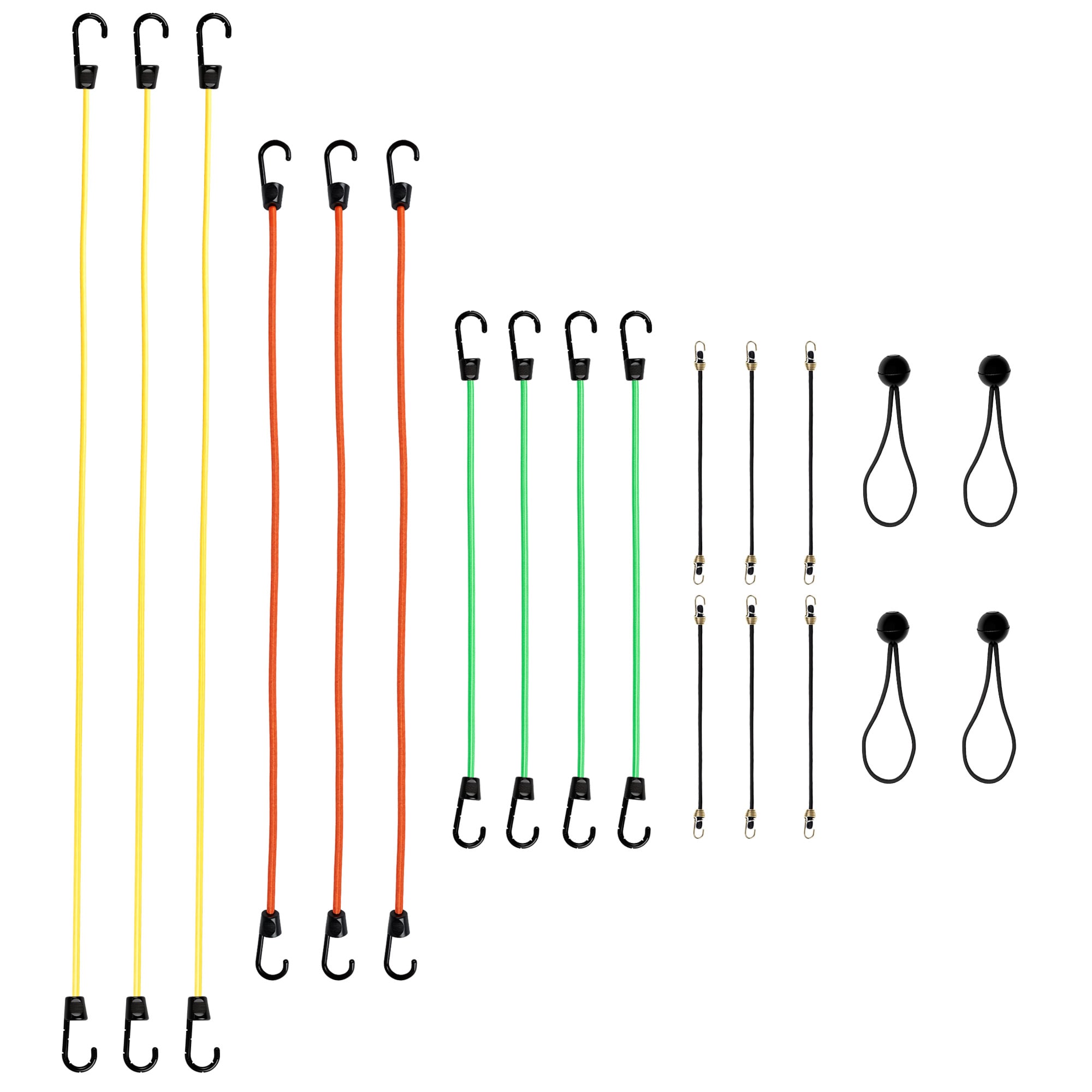 Project Source Assorted Length Bungee Cord with Hooks 20 -Pack