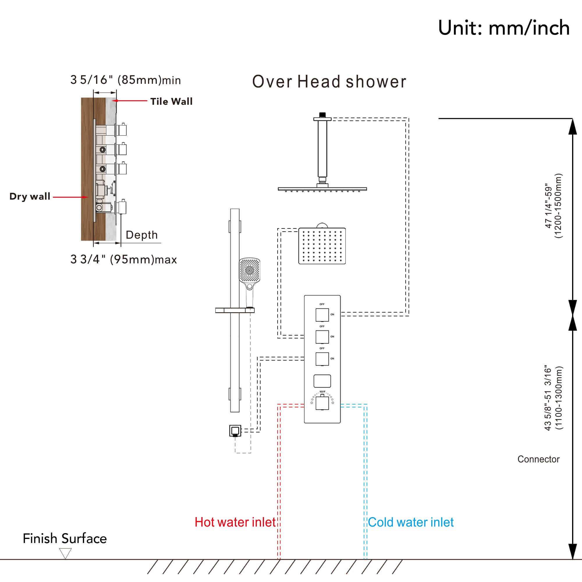EVERSTEIN SFS-1071-NK12 Showerhead-Bar-Panels - View #13