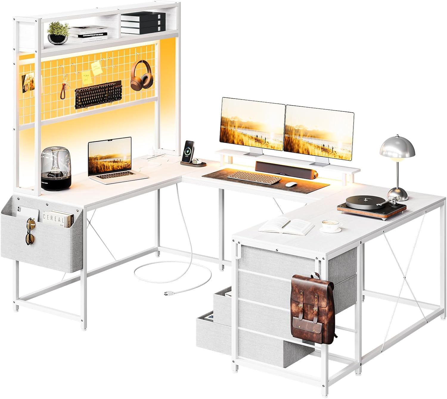WhizMax 78 Inch Large U Shaped Desk Ergonomic Reversible Corner ...