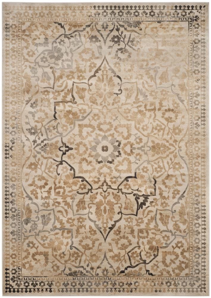Safavieh VTG175-5440-9 Vintage Ardebil 9 x 12 (ft) Loomed Synthetic Creme Rectangular Indoor Distressed/Overdyed Vintage Area rug