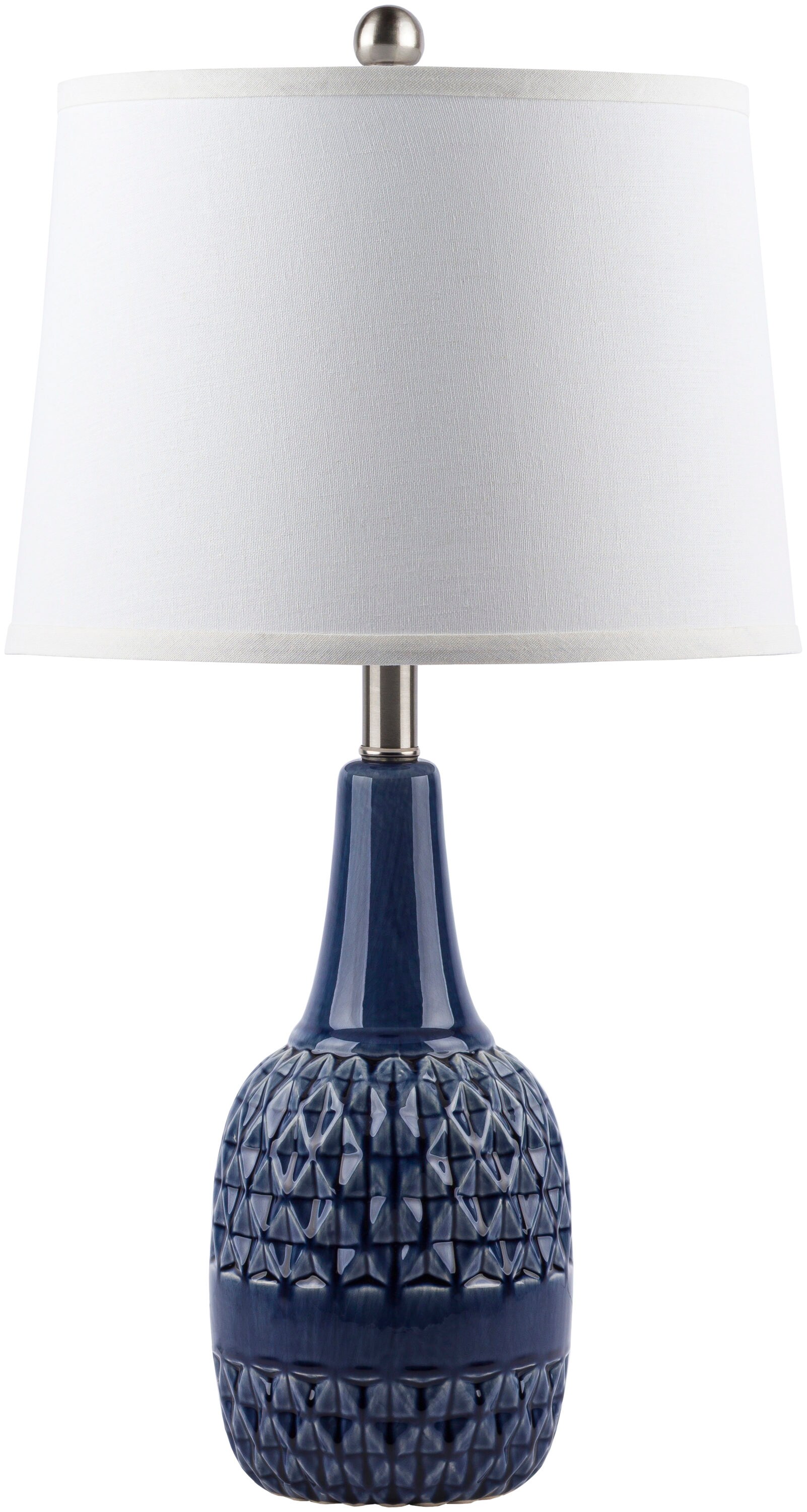 Livabliss CKN-001 Carnkeeran 25.5-in Blue 3-way Table Lamp with Linen Shade