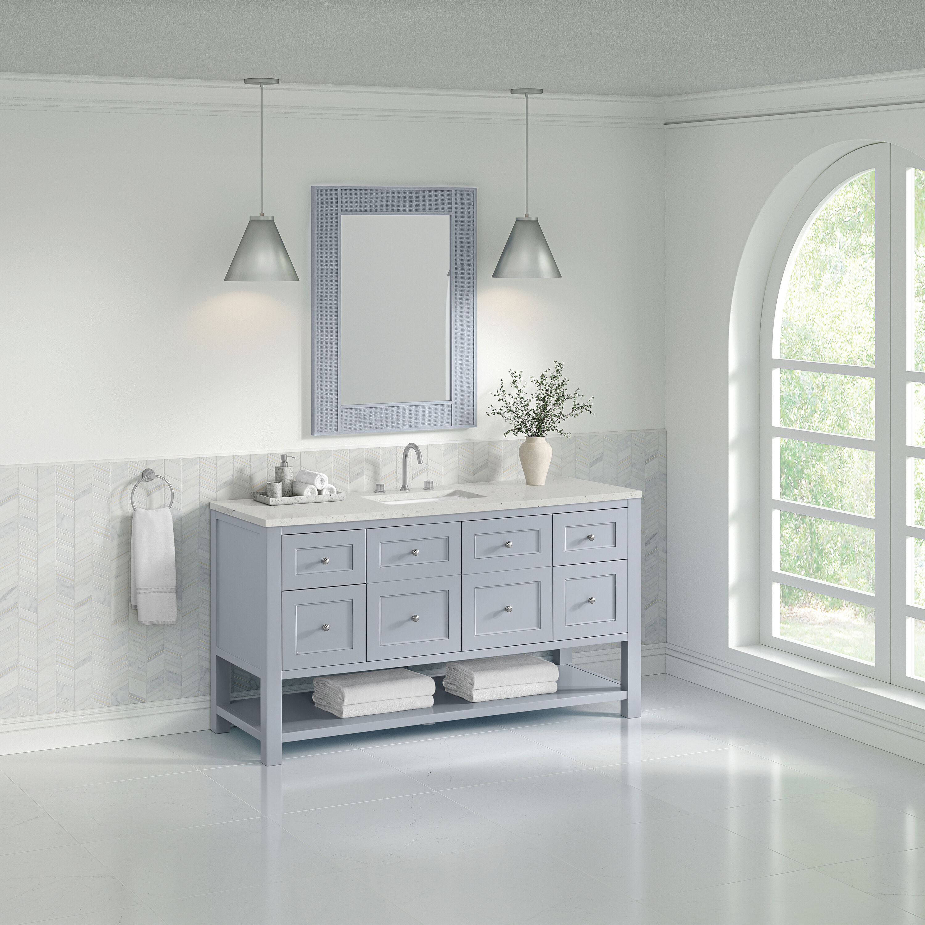 James Martin Vanities Breckenridge 60-in Serenity Blue Undermount ...