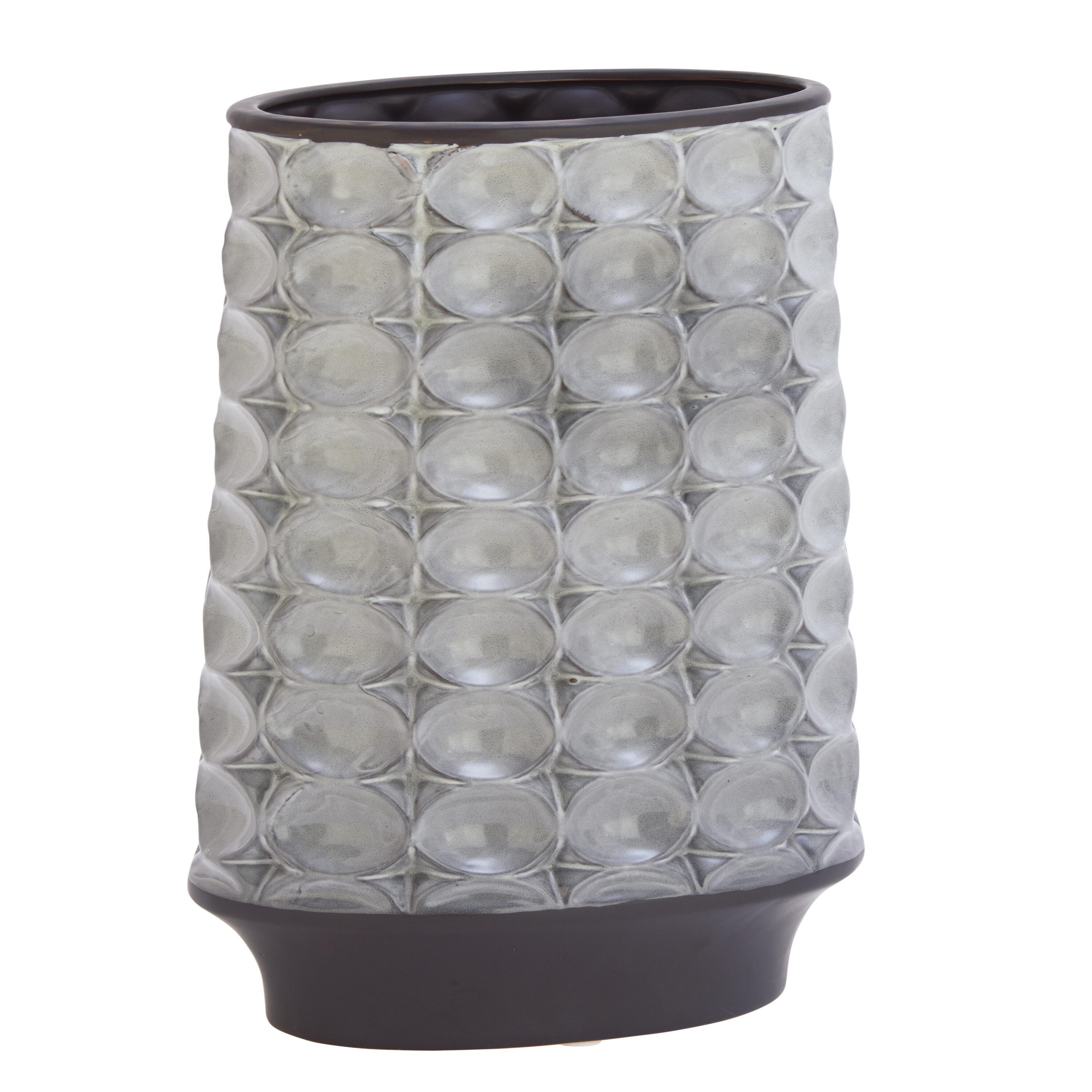 Gray Textured Ceramic Decorative Table Vase
