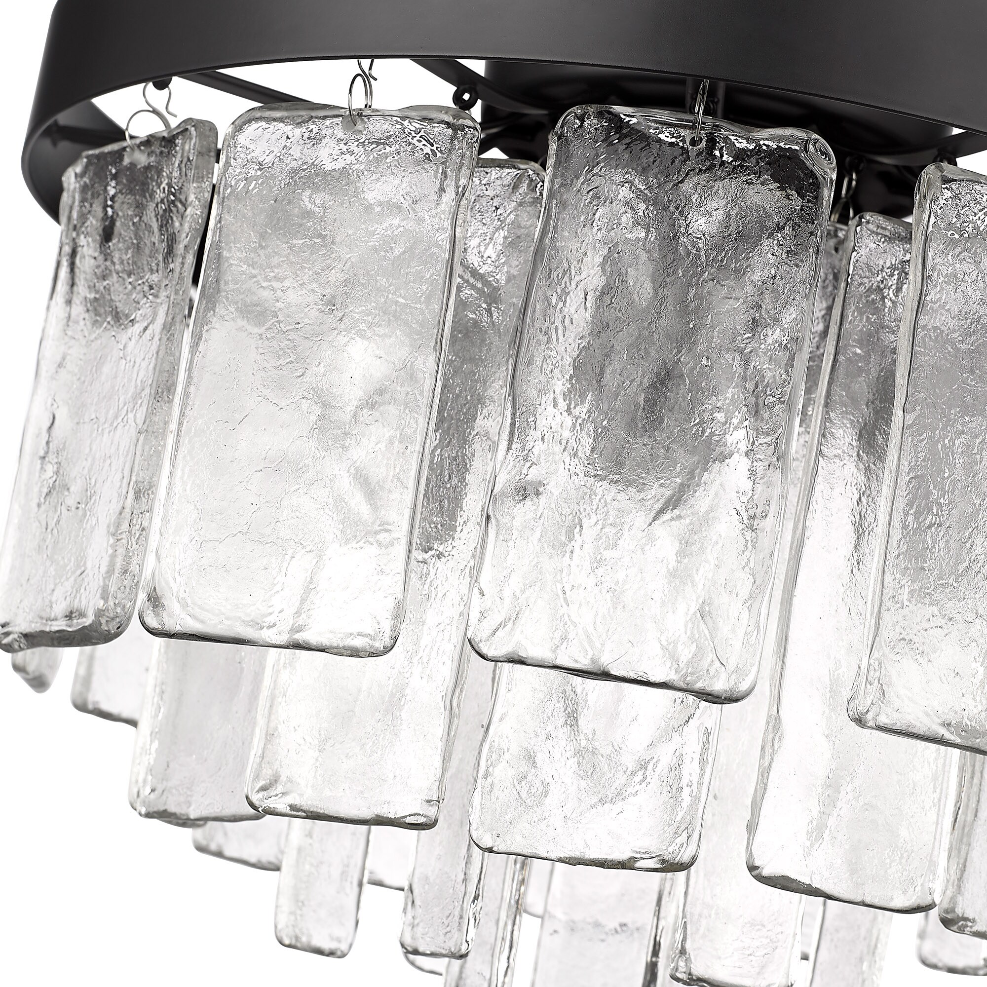Matte Black and Glass 3-Light Drum Flush Mount