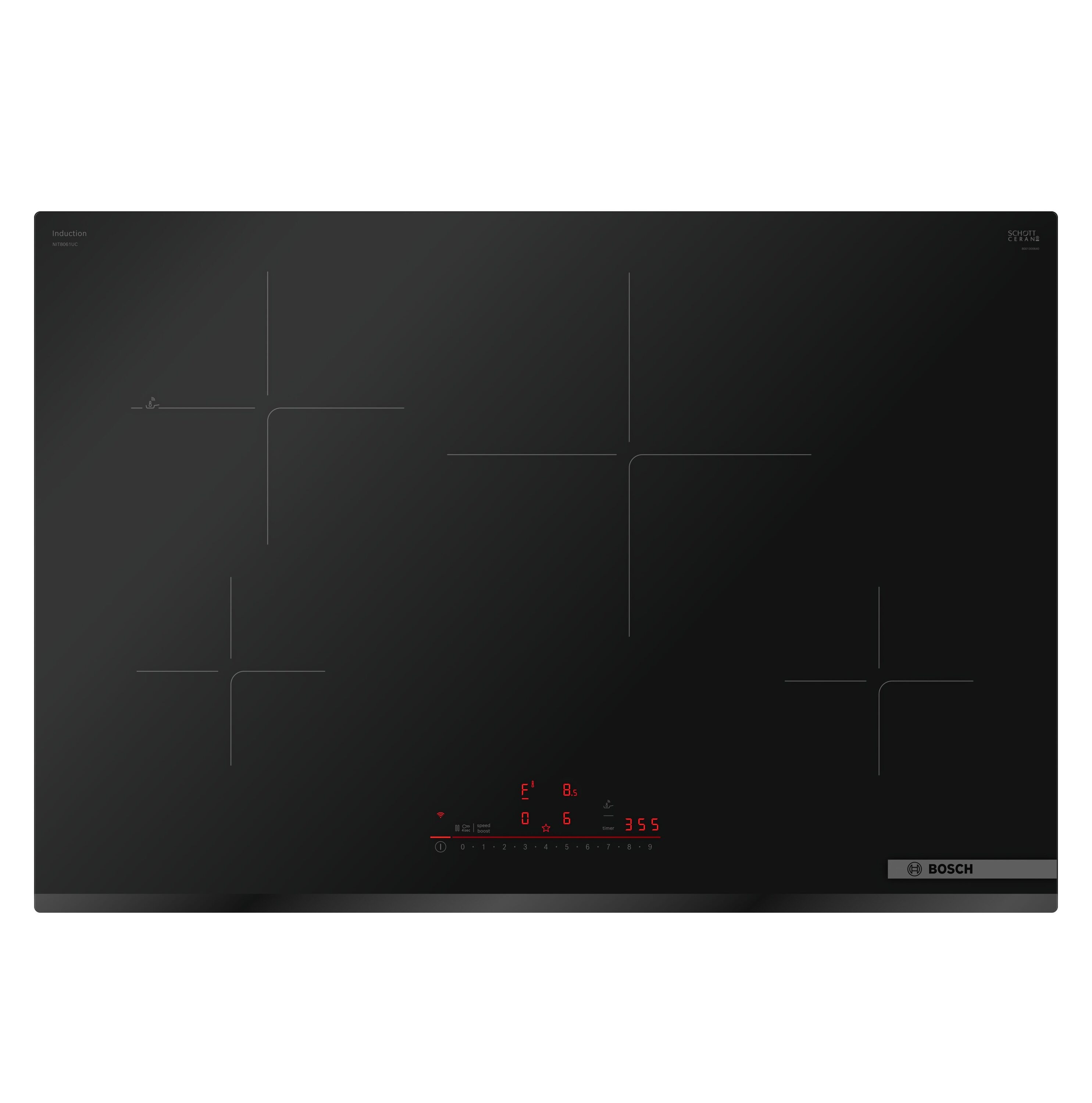 Bosch NIT8061UC 800 Series 30-in 4 burners Black Smart Compatible Induction Cooktop