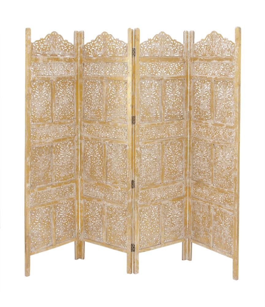 Grayson Lane 4 Panel Gold Wood Folding Traditional Style Room Divider In The Room Dividers Department At Lowes Com