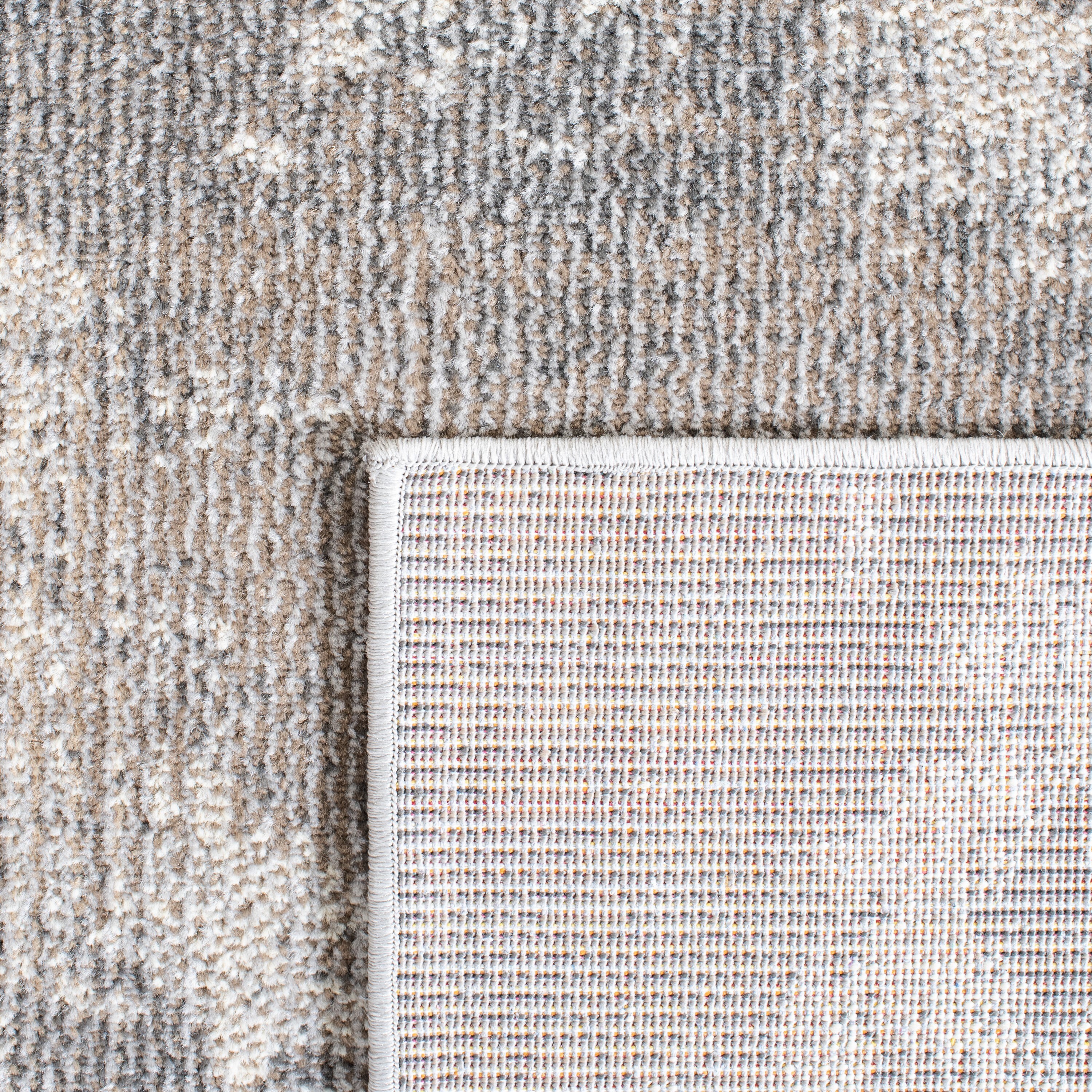 Beige and Grey Abstract 3' x 5' Synthetic Area Rug