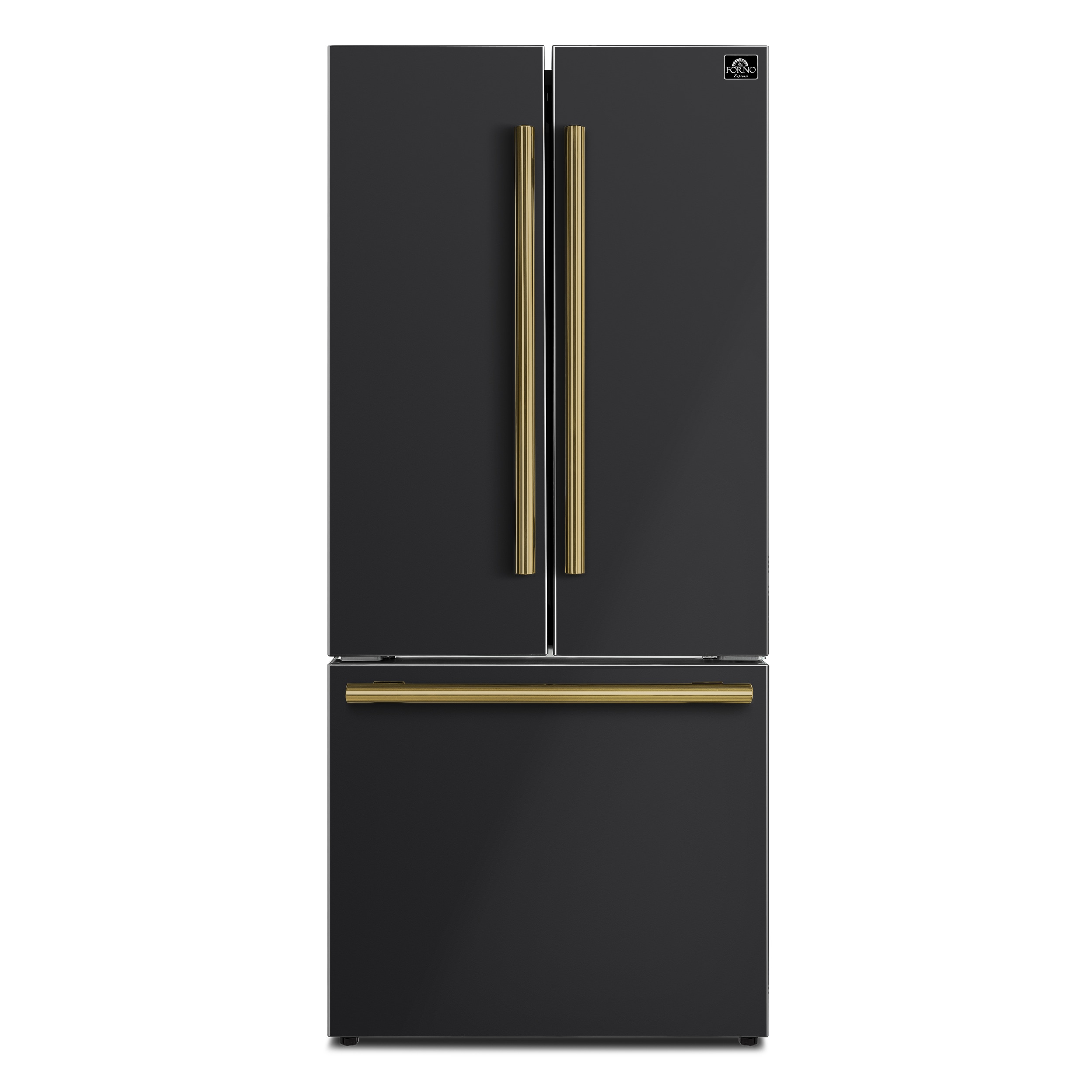 FORNO FFFFD1974-31BLK Counter-Depth Espresso Gallipoli 17.5-cu ft 3 -Door French Door Refrigerator with Ice Maker with Ice Dispenser ( Black ) ENERGY STAR Certified