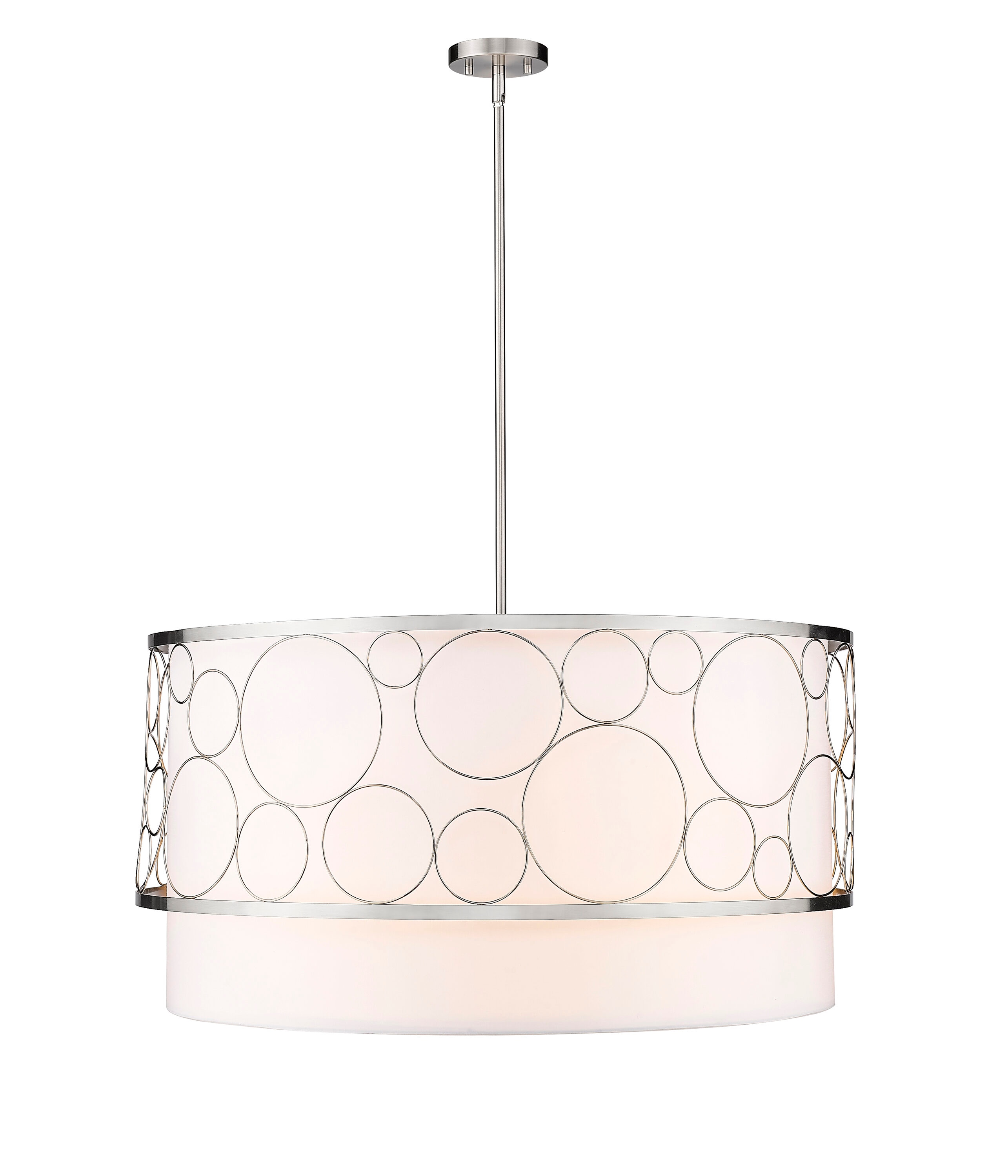 Brushed Nickel 32" Drum Chandelier with White Shade