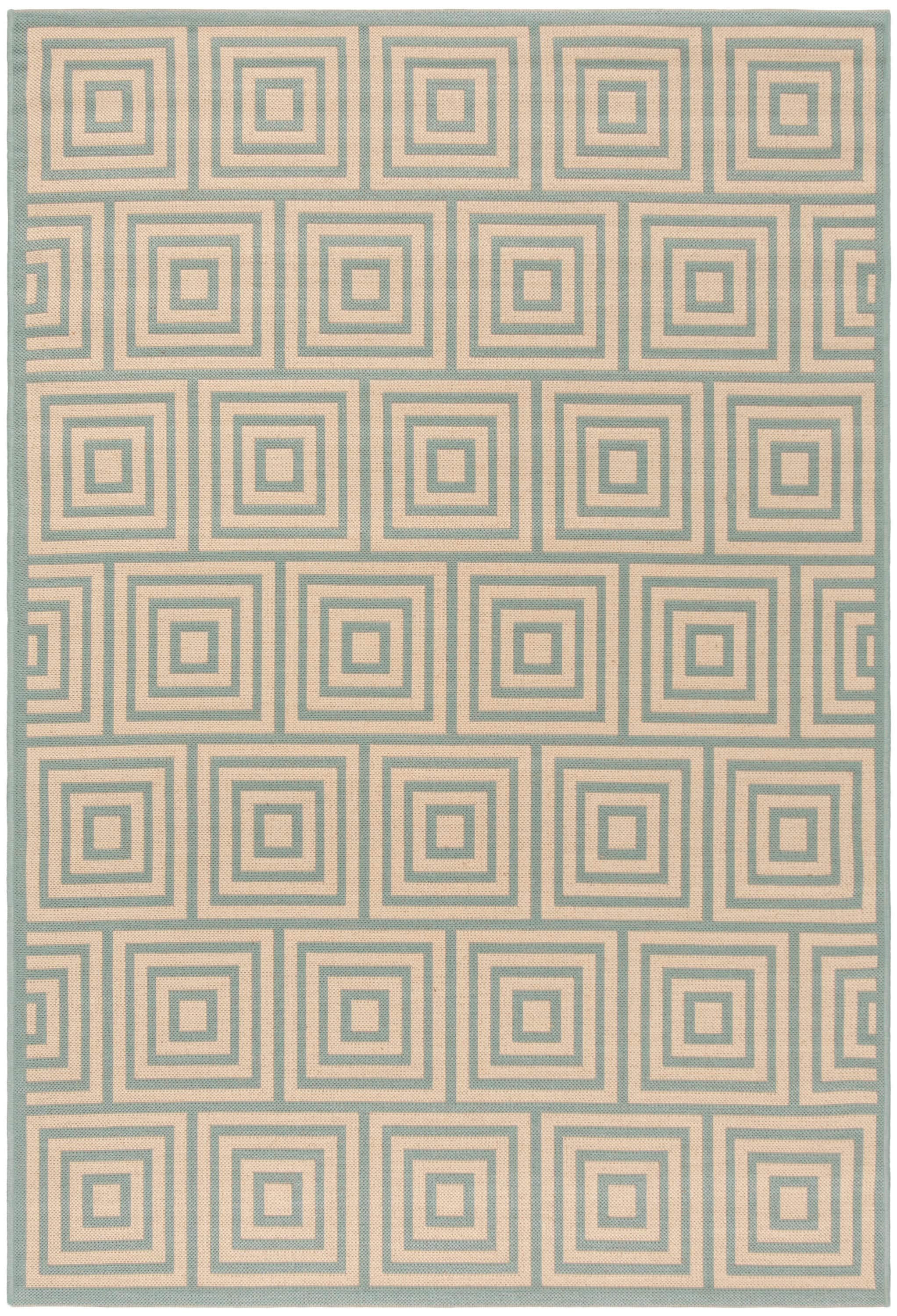 Safavieh LND173L-5 Linden Anastassia 5 x 8 (ft) Loomed Polypropylene Cream/Aqua Rectangular Indoor Abstract Bohemian/Eclectic Area rug