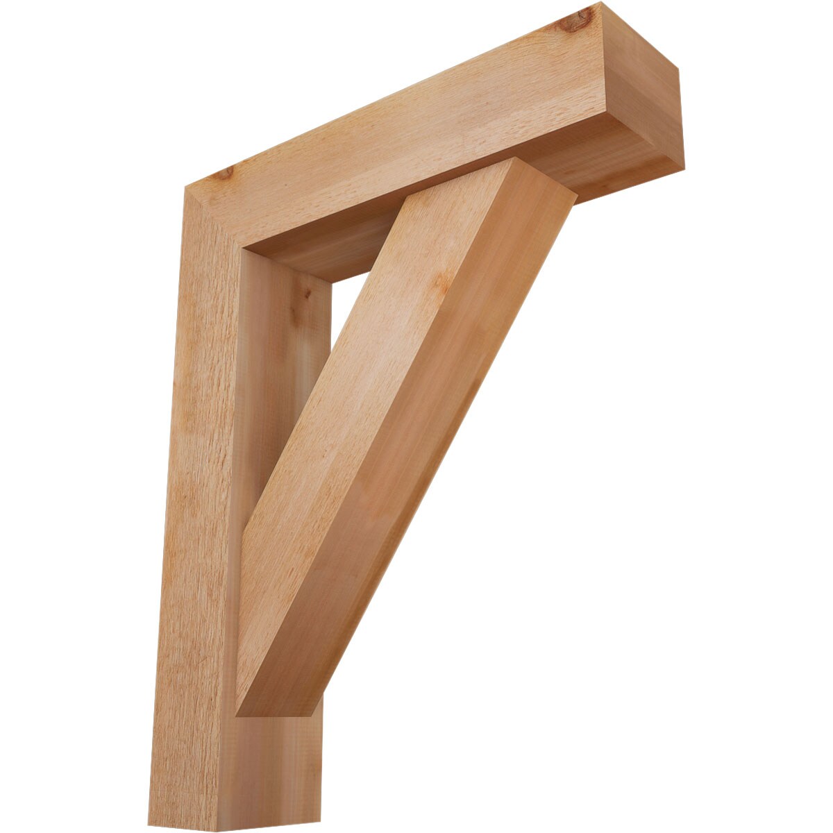 Ekena Millwork 1464791 Traditional Block Rough Sawn Bracket with Offset Brace 8-in x 32-in x 40-in Western red cedar Brown Wood Standard bracket