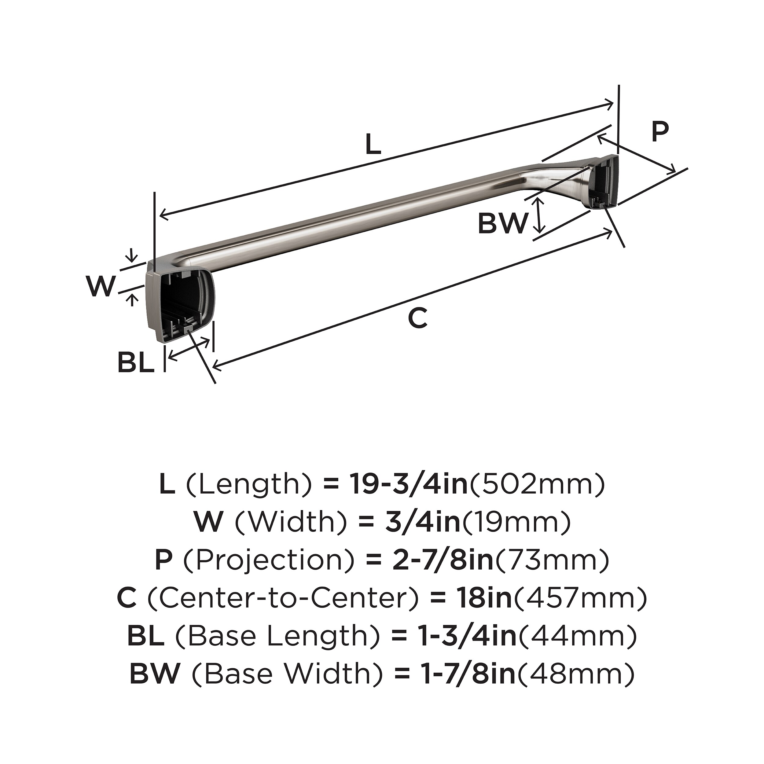 Revitalize 18-Inch Brushed Nickel Wall Mounted Towel Bar