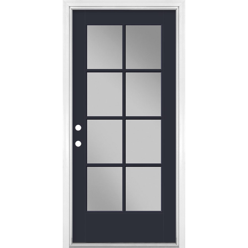 Masonite 1524414 36-in x 80-in x 4-9/16-in Fiberglass Full lite Left-hand inswing Eclipse Painted Prehung Front Door with Brickmould Insulating core