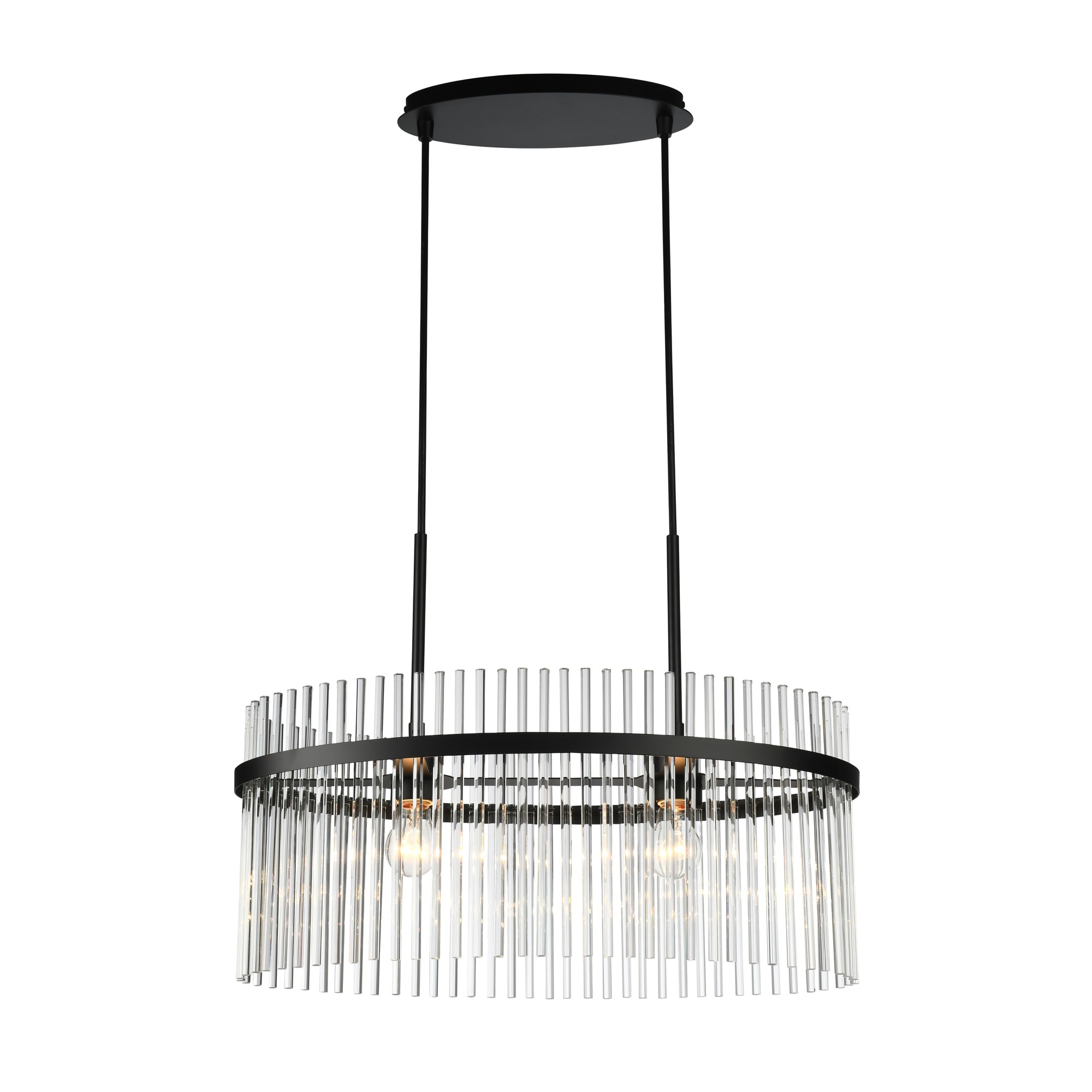ARTCRAFT Ava 2 -Light Black Cage Clear glass Metal Chandelier