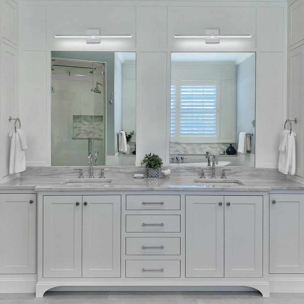 Wonderindoor 20-in 1 Light Polished White Integrated LED Modern/contemporary Bathroom Vanity light bar
