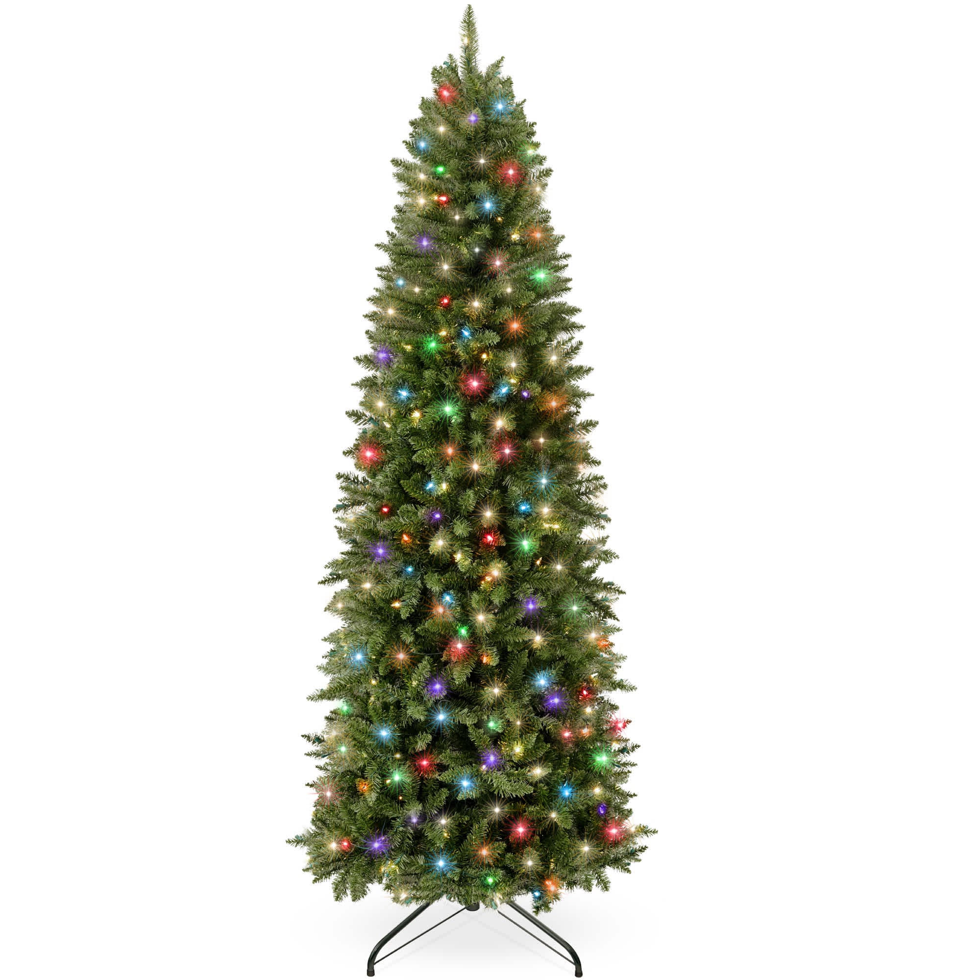 Best Choice Products  7.5ft Prelit Pencil Christmas Tree Spruce Style Holiday Decor w/ 350 2-in-1 LED Lights Base