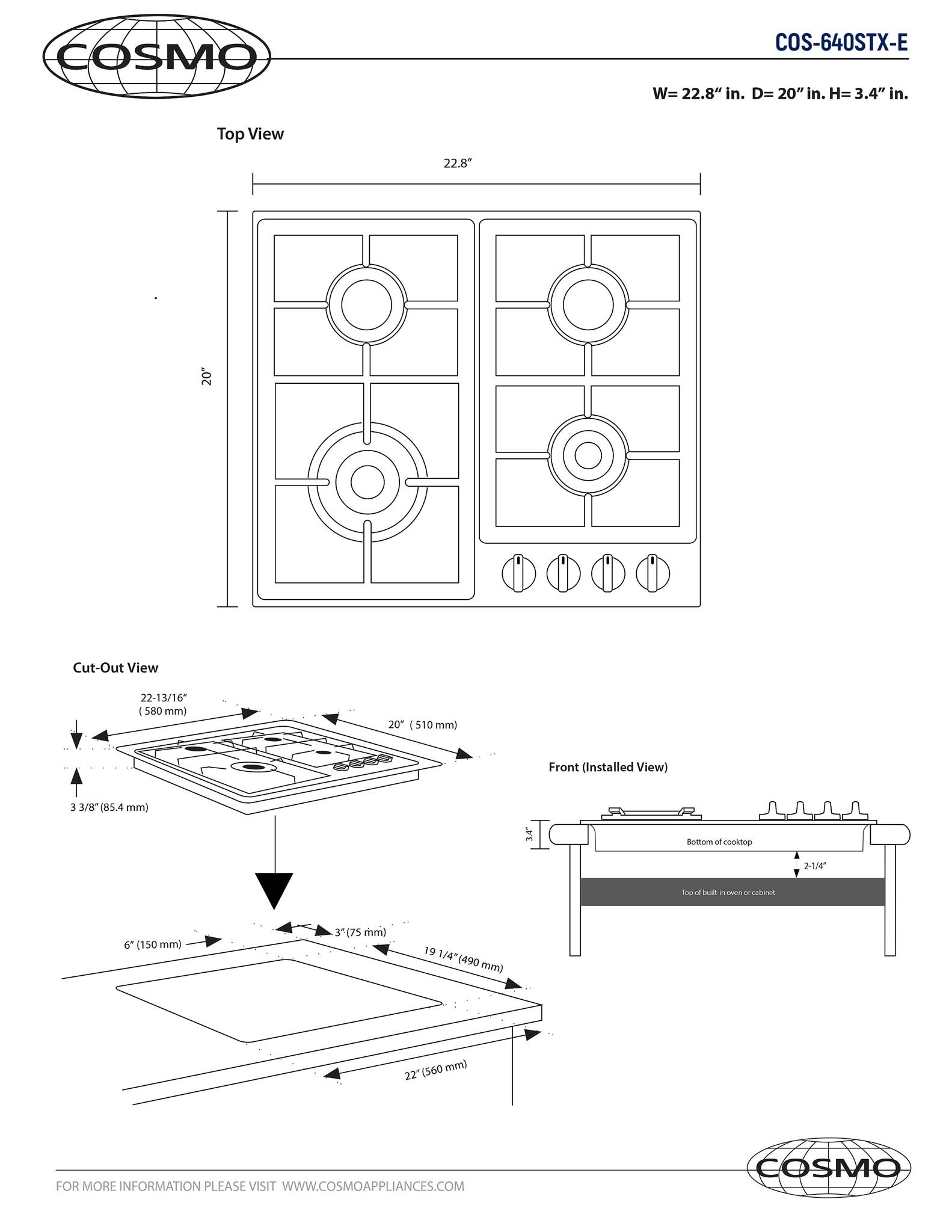 Cosmo 24 In 4 Burners Stainless Steel Gas Cooktop In The Gas Cooktops